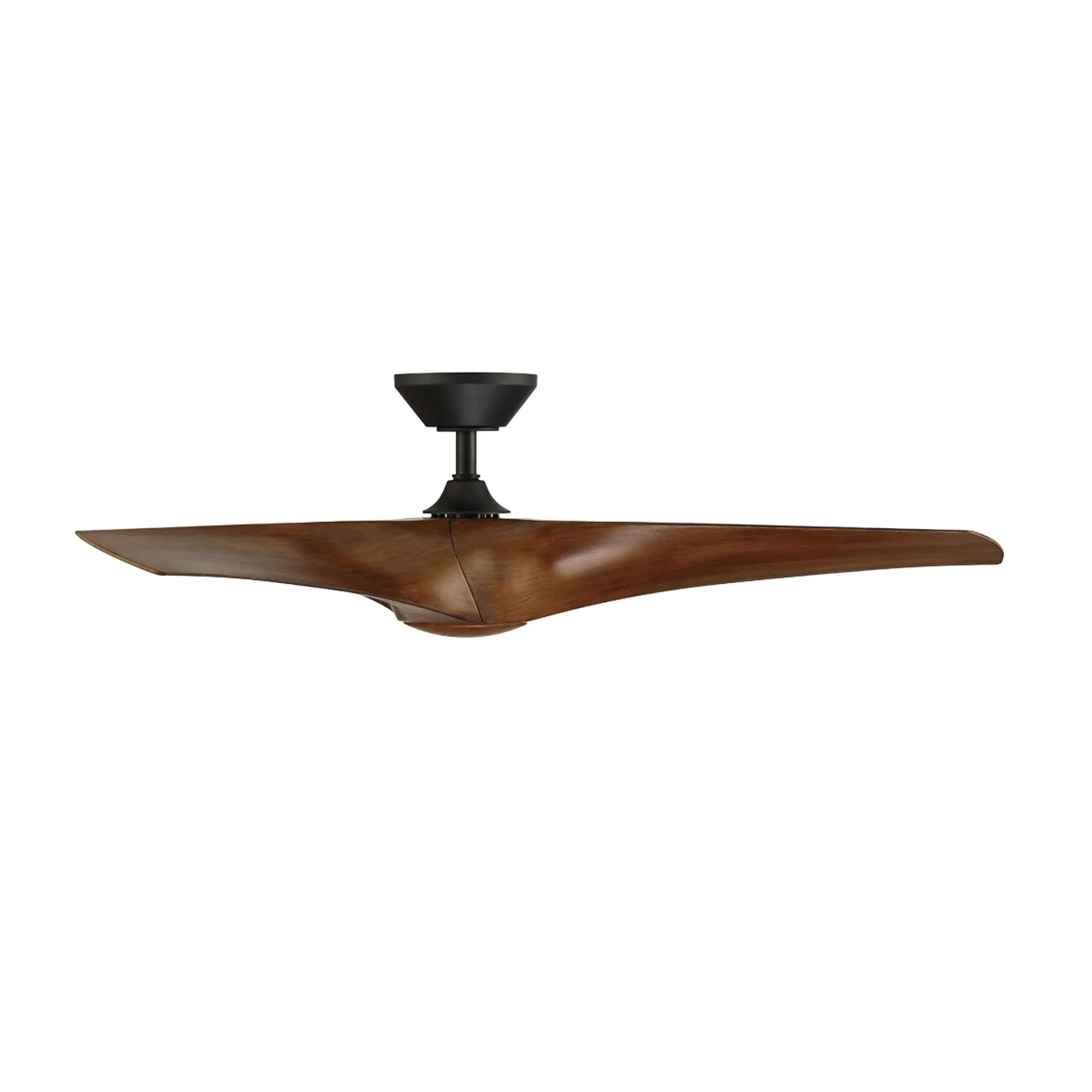 Zephyr 52" Outdoor LED Smart Ceiling Fan, Matte Black with Distressed Koa Blades