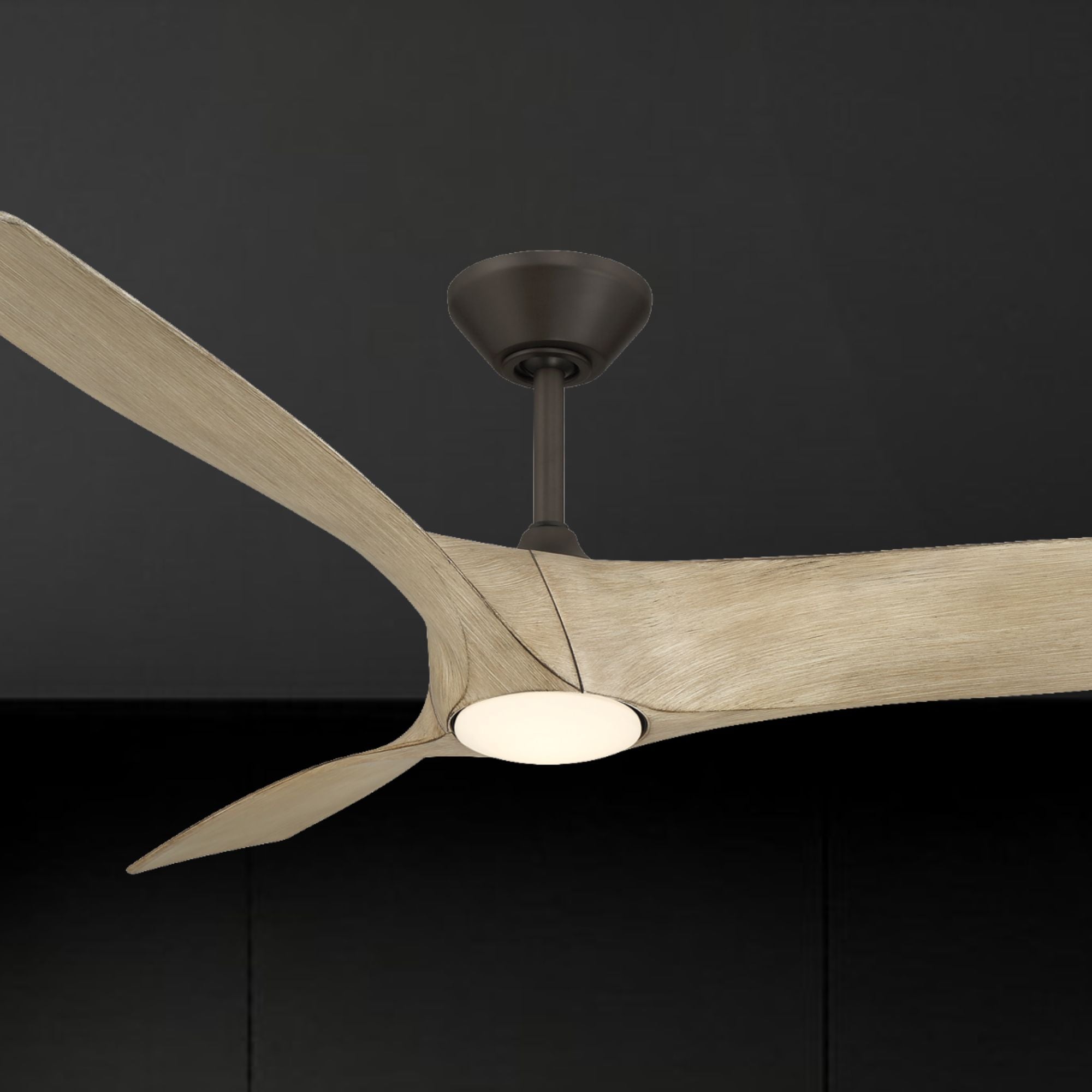 Zephyr 62" Wet Rated LED Smart Ceiling Fan, Bronze with White Oak Blades