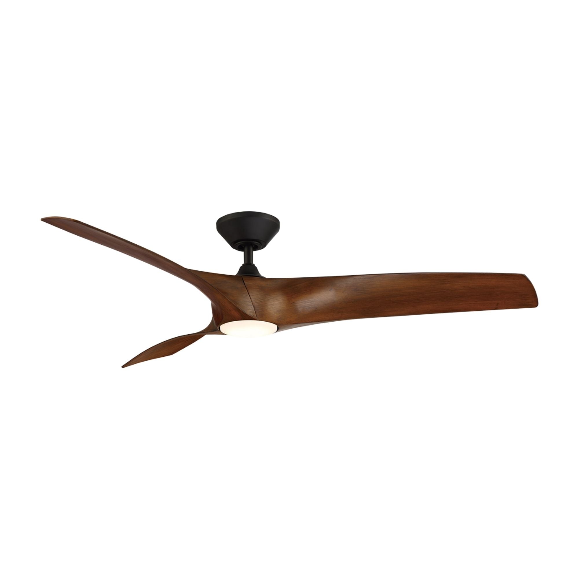 Zephyr 62" Wet Rated LED Smart Ceiling Fan, Matte Black with Distressed Koa Blades