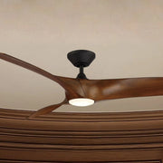 Zephyr 62" Wet Rated LED Smart Ceiling Fan, Matte Black with Distressed Koa Blades