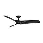 Zephyr 62" Wet Rated LED Smart Ceiling Fan, Matte Black