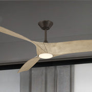 Zephyr 72" Outdoor LED Smart Ceiling Fan, Bronze with White Oak Blades