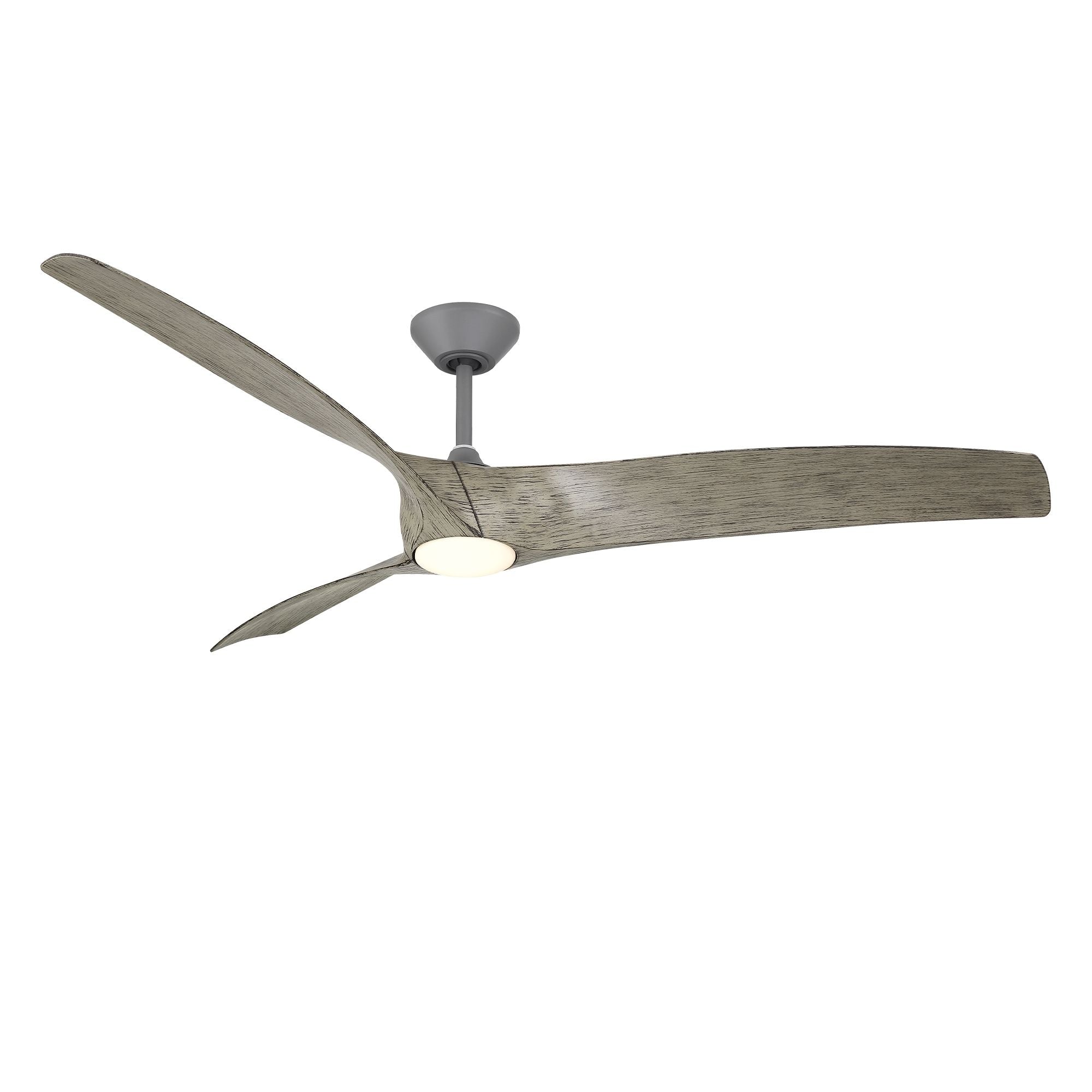 Zephyr 72" Outdoor LED Smart Ceiling Fan, Graphite with Weathered Wood Blades