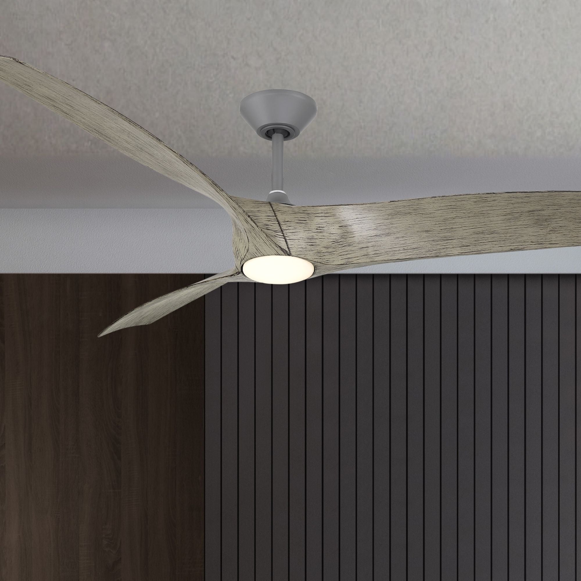 Zephyr 72" Outdoor LED Smart Ceiling Fan, Graphite with Weathered Wood Blades