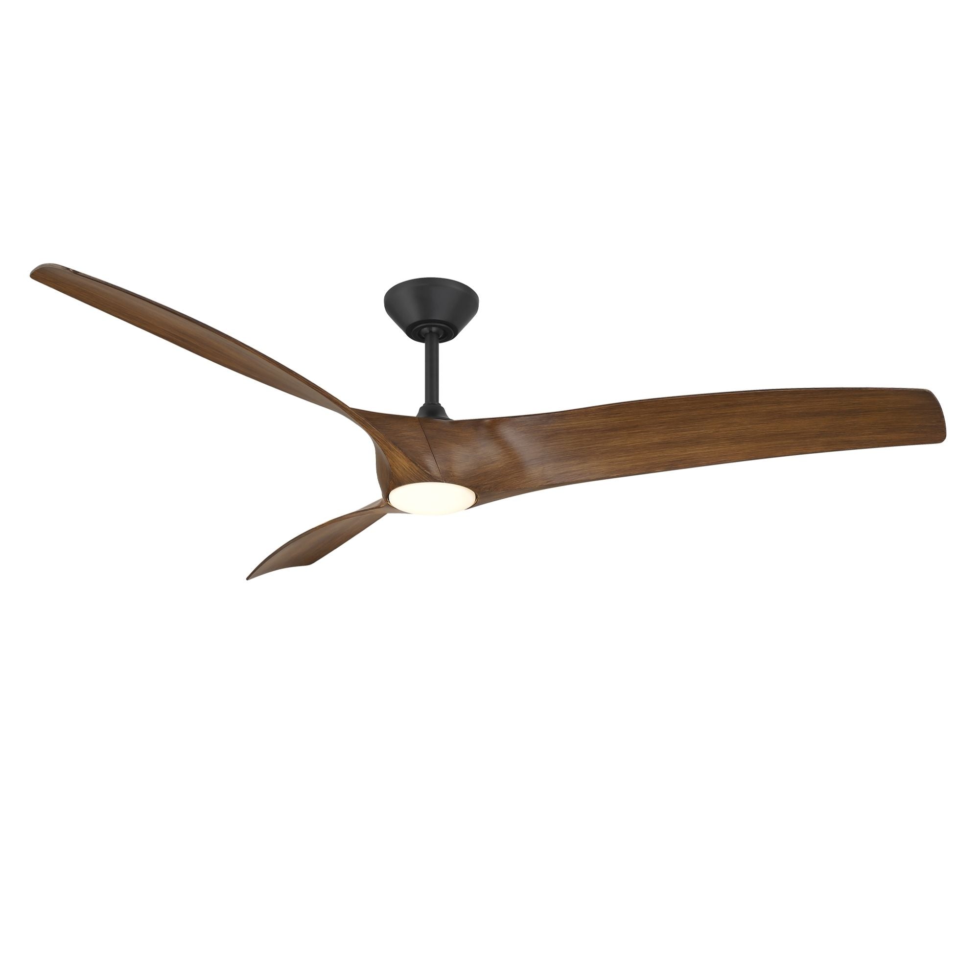 Zephyr 72" Outdoor LED Smart Ceiling Fan, Matte Black with Distressed Koa Blades