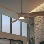 Zephyr 72" Outdoor LED Smart Ceiling Fan, Matte Black with Distressed Koa Blades