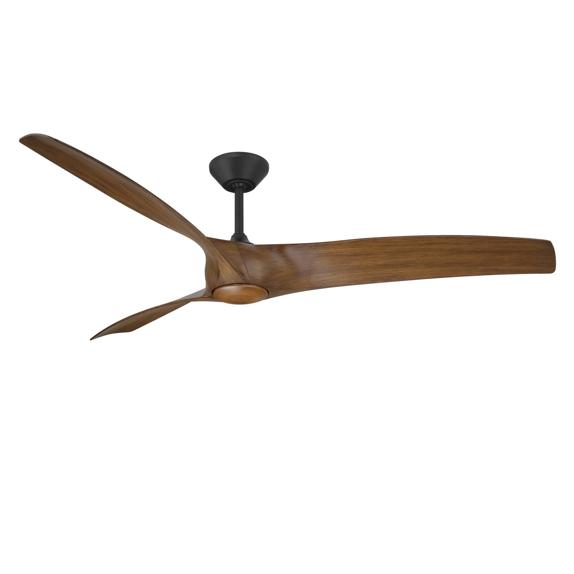 Zephyr 72" Outdoor LED Smart Ceiling Fan, Matte Black with Distressed Koa Blades