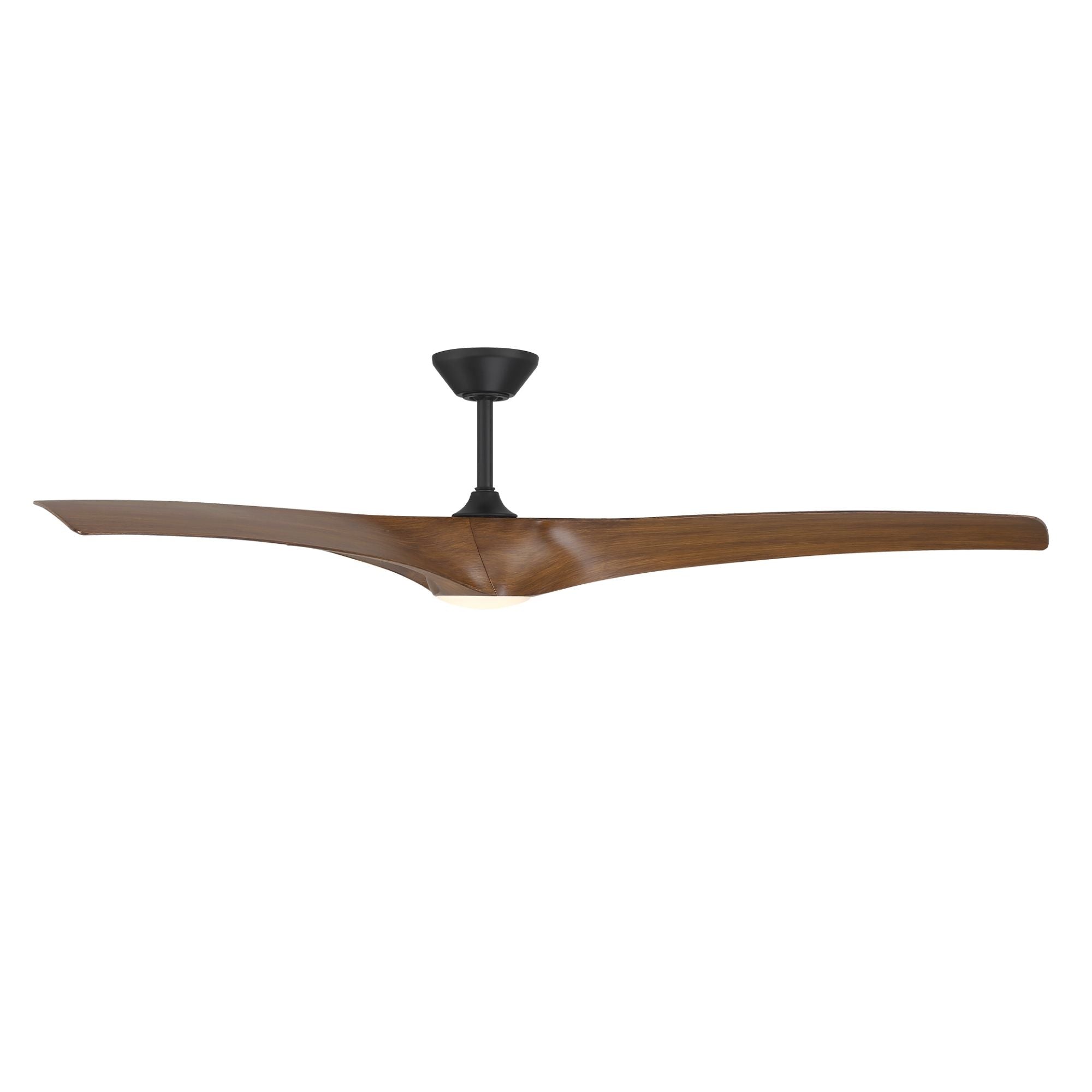 Zephyr 72" Outdoor LED Smart Ceiling Fan, Matte Black with Distressed Koa Blades
