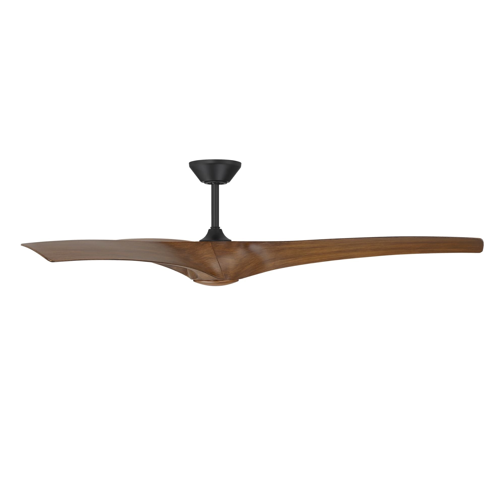 Zephyr 72" Outdoor LED Smart Ceiling Fan, Matte Black with Distressed Koa Blades