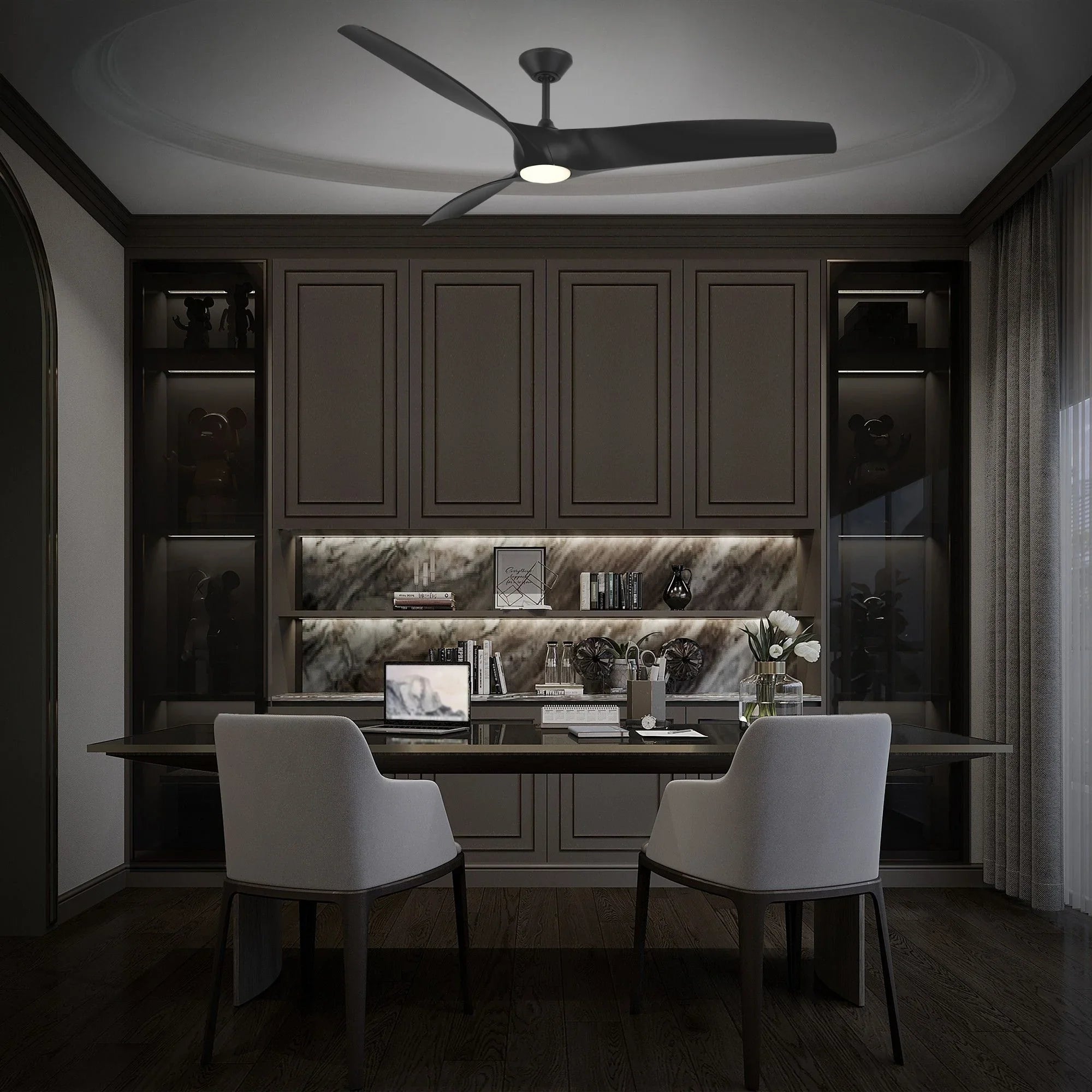 Zephyr 72" Outdoor LED Smart Ceiling Fan, Matte Black