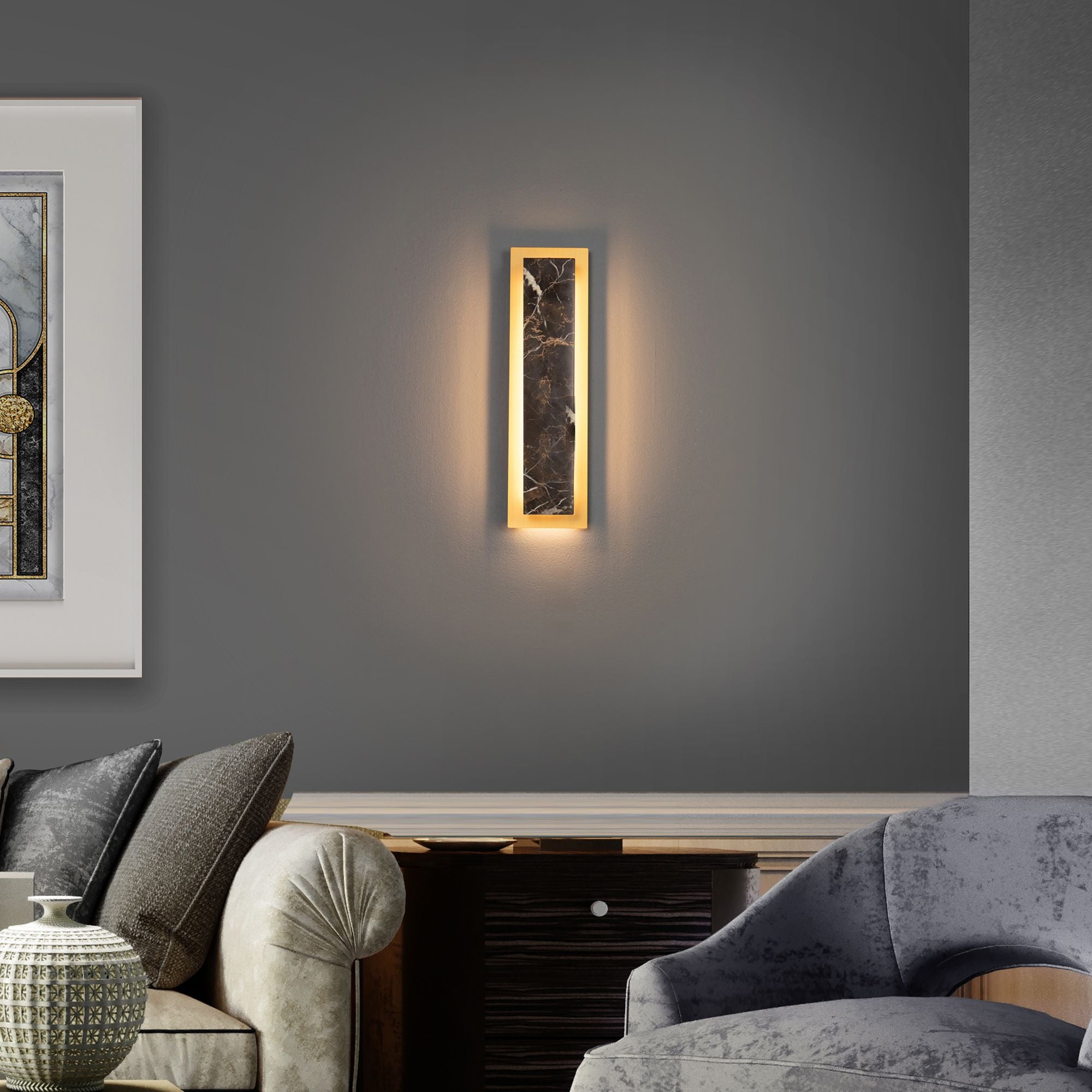 Zurich 18" LED Wall Sconce, Black & Aged Brass Finish