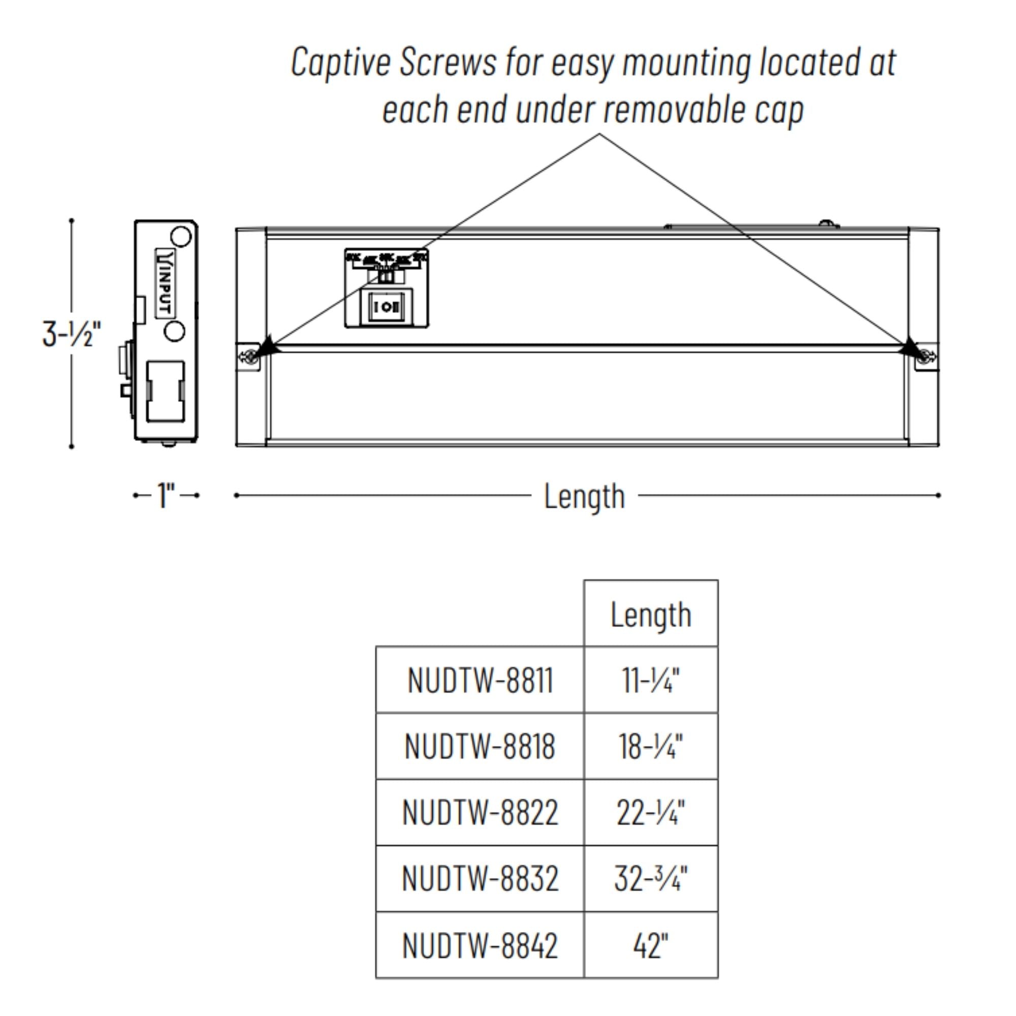 LEDUR 42in. Edge-Lit Under Cabinet LED Light, 275|475 Lm, Selectable CCT, 120V