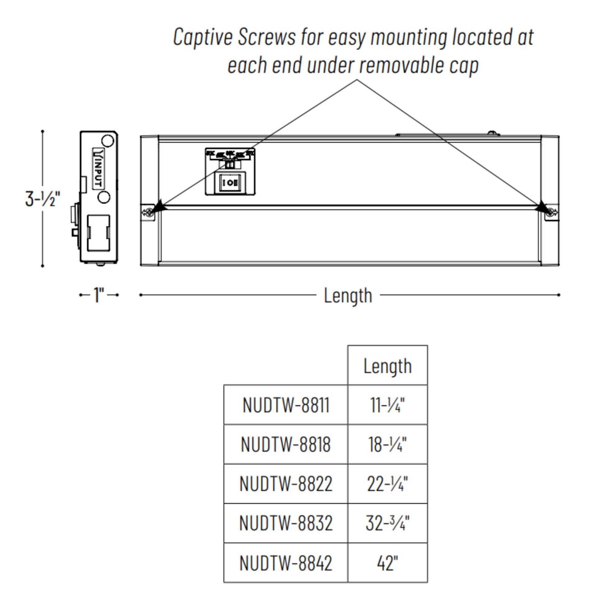 LEDUR 22in. Edge-Lit Under Cabinet LED Light, 275|475 Lm, Selectable CCT, 120V - Bees Lighting