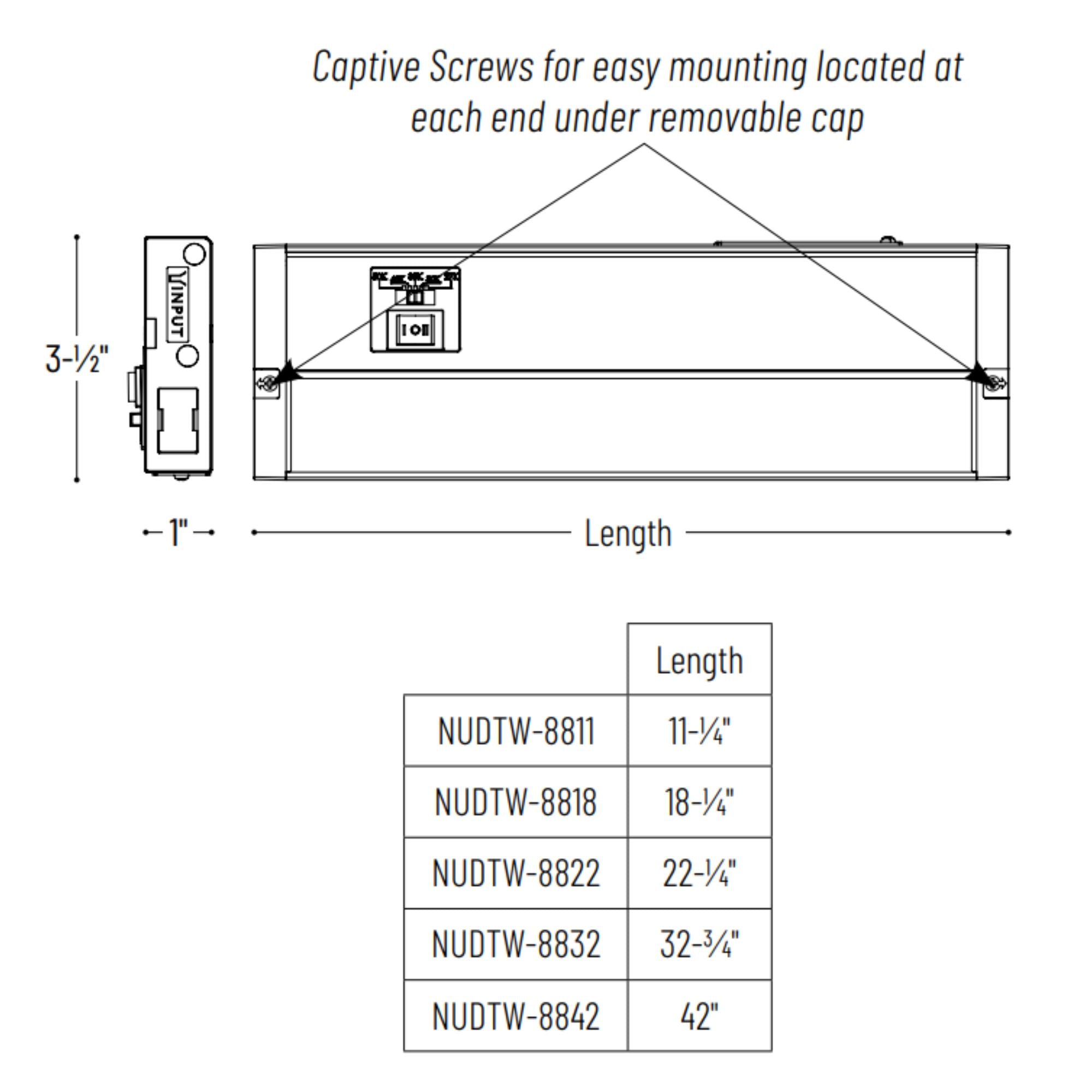LEDUR 22in. Edge-Lit Under Cabinet LED Light, 275|475 Lm, Selectable CCT, 120V - Bees Lighting