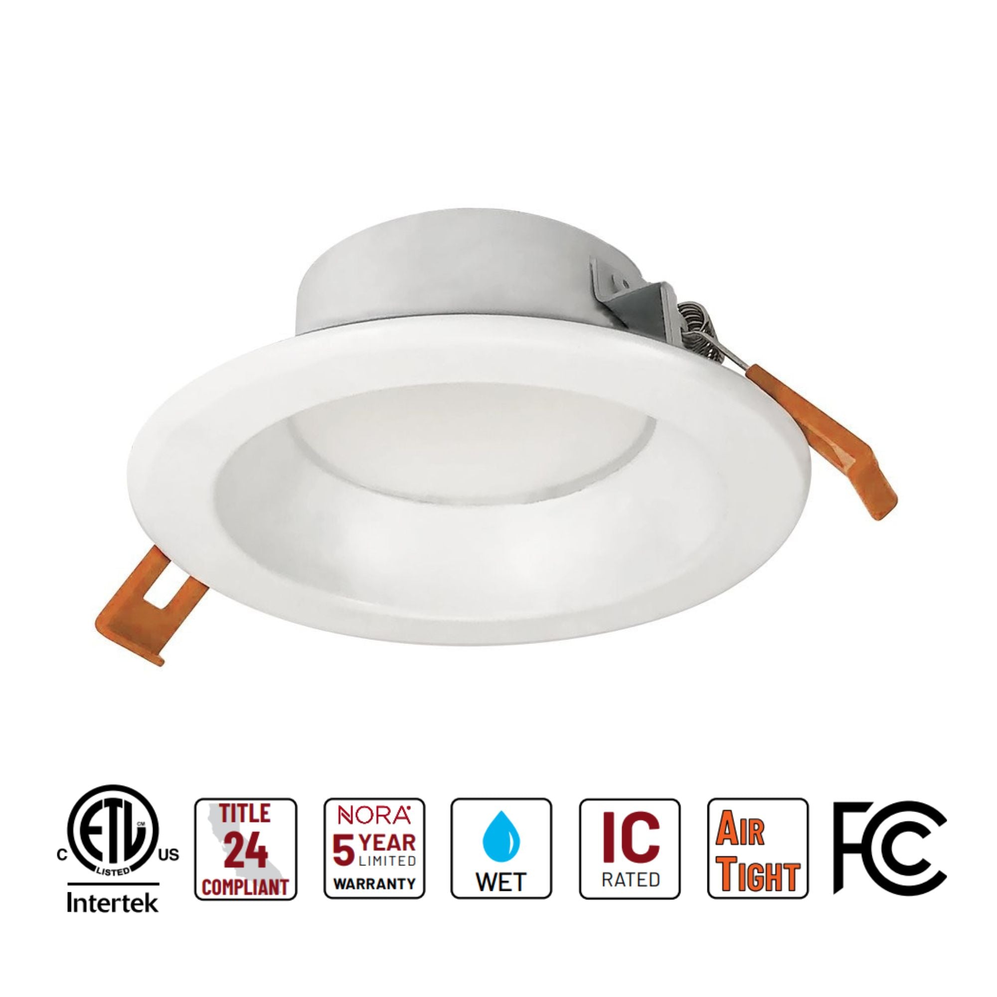 4" Theia Canless LED Downlight, 950 Lumens, 5CCT, Matte Powder White Finish