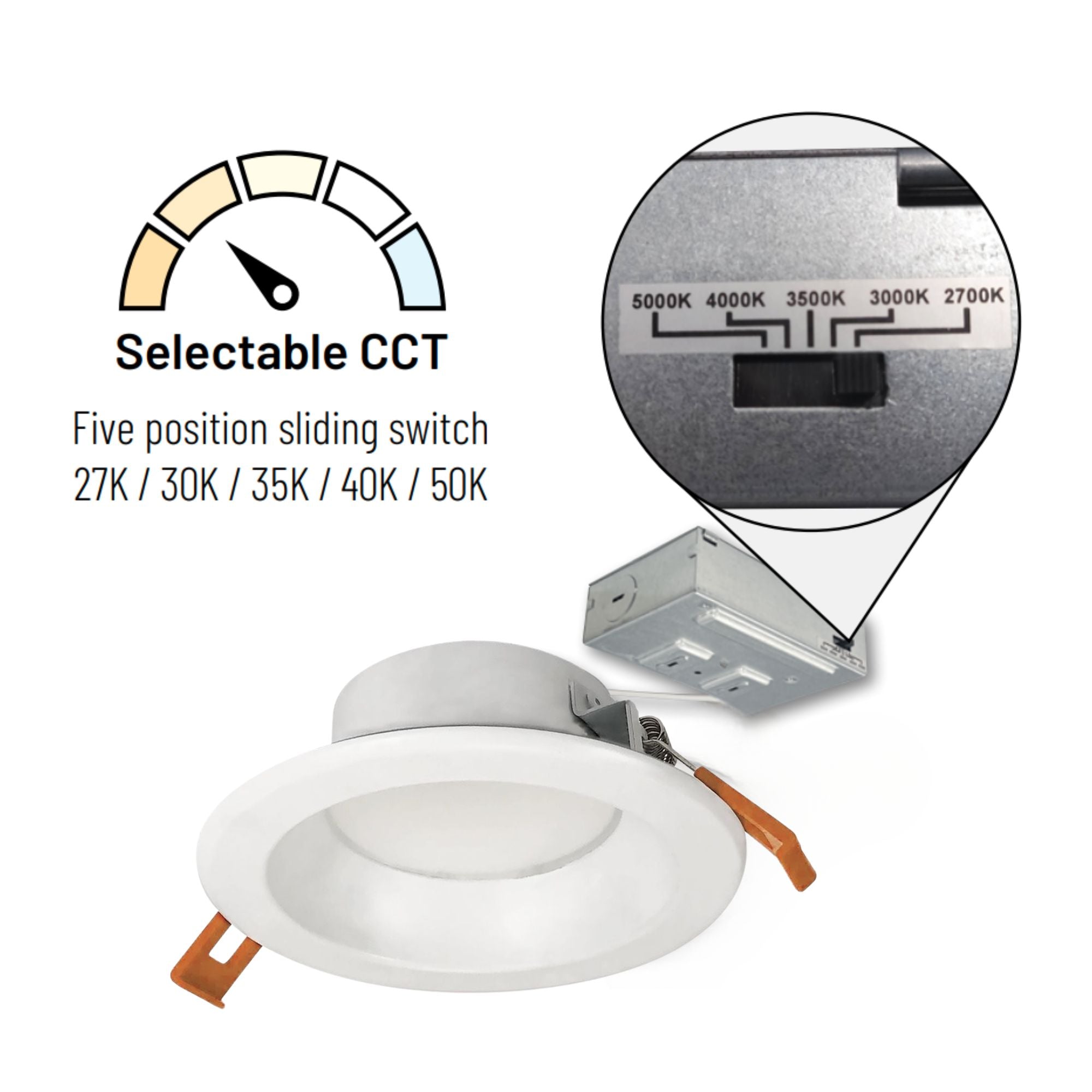 4" Theia Canless LED Downlight, 950 Lumens, 5CCT, Matte Powder White Finish
