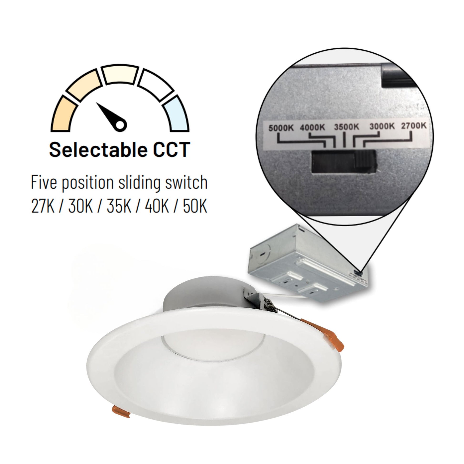 6" Theia Canless LED Downlight, 1400 Lumens, 5CCT, Matte Powder White Finish - Bees Lighting