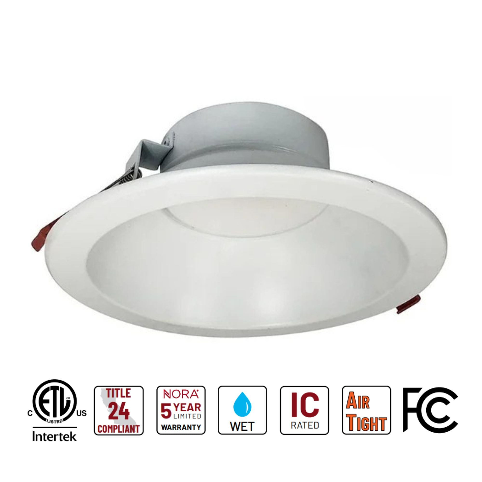 8" Theia Canless LED Downlight, 2100 Lumens, 5CCT, Matte Powder White Finish