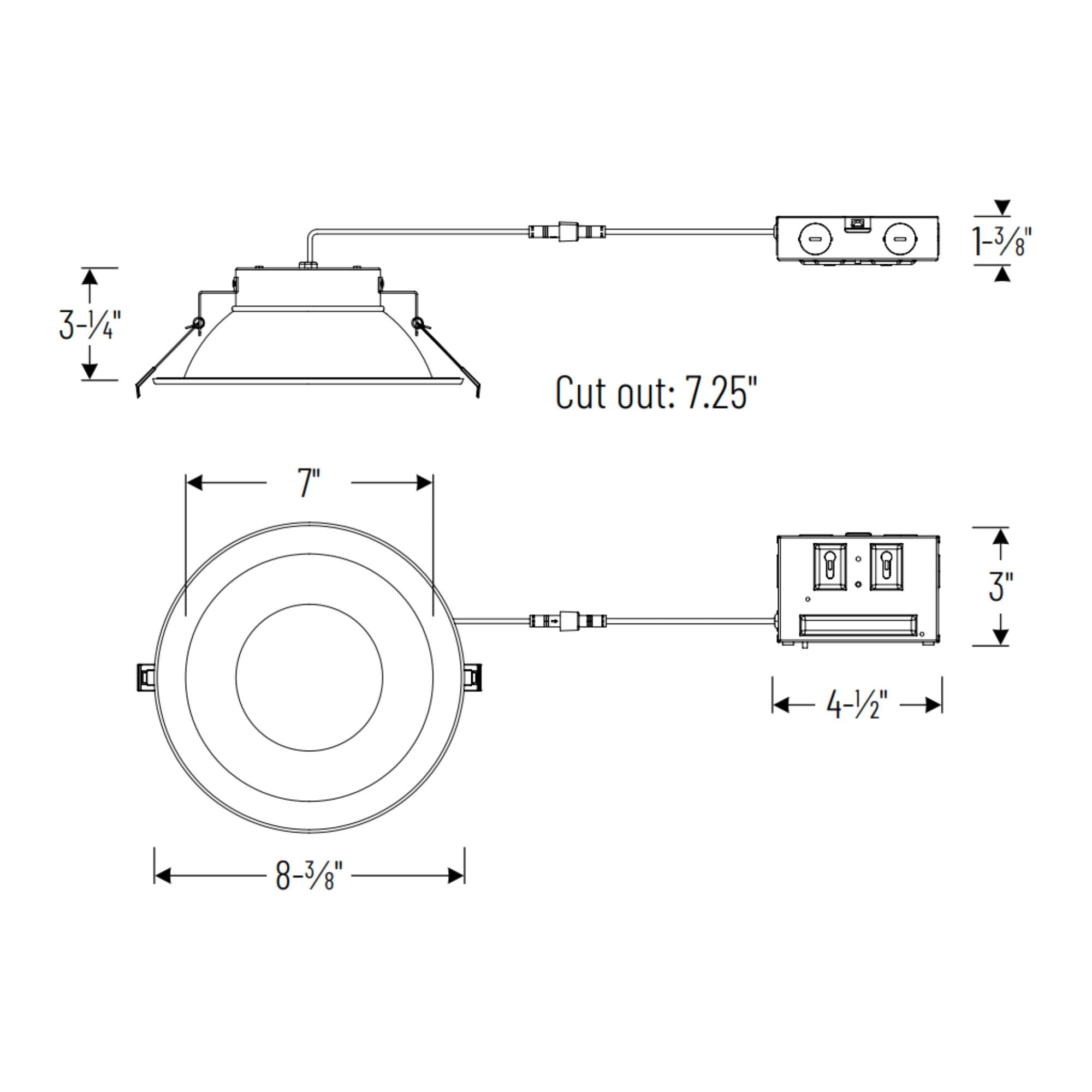 8" Theia Canless LED Downlight, 2100 Lumens, 5CCT, Matte Powder White Finish