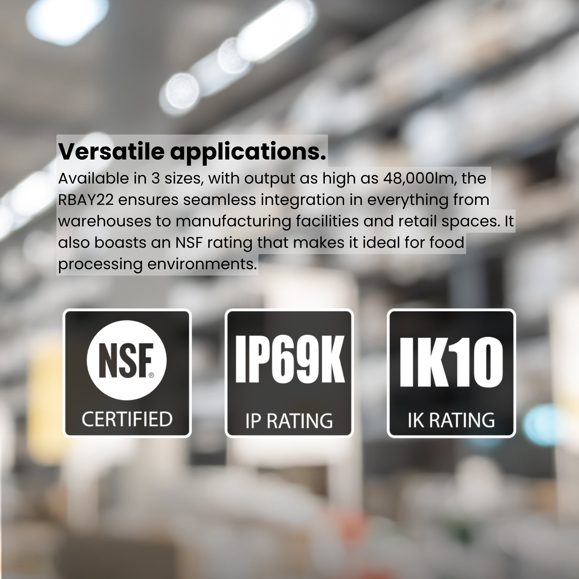 RAB Lighting - 2ft High Bay LED Light, 260W, 37000 Lumens, 35K/40K/50K, 120-277V | Bees Lighting