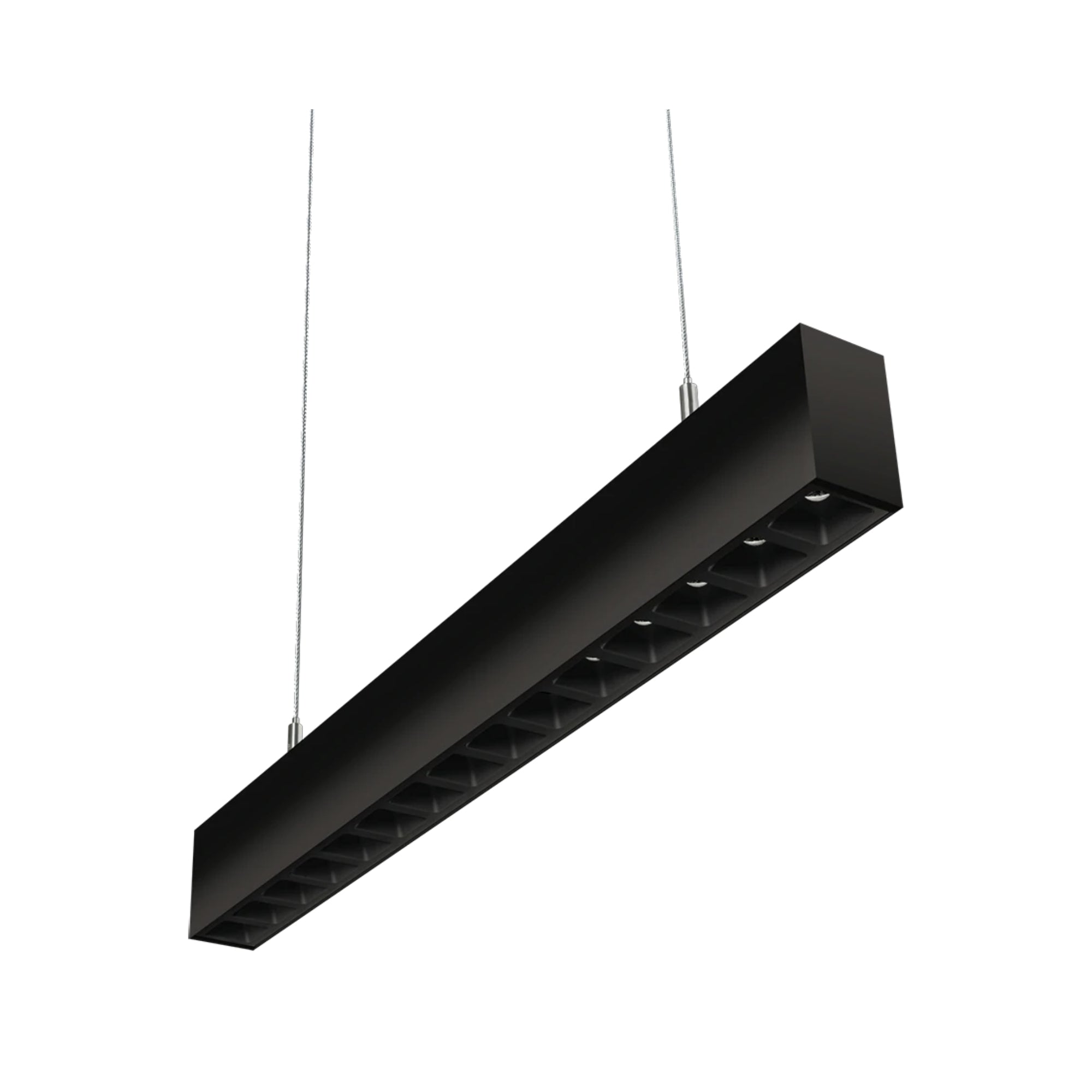 LED Strip Light Fixture, 20W, 2920 Lumens, 30K/35K/40K, 120-277V, Black, Louvers Lens - Bees Lighting