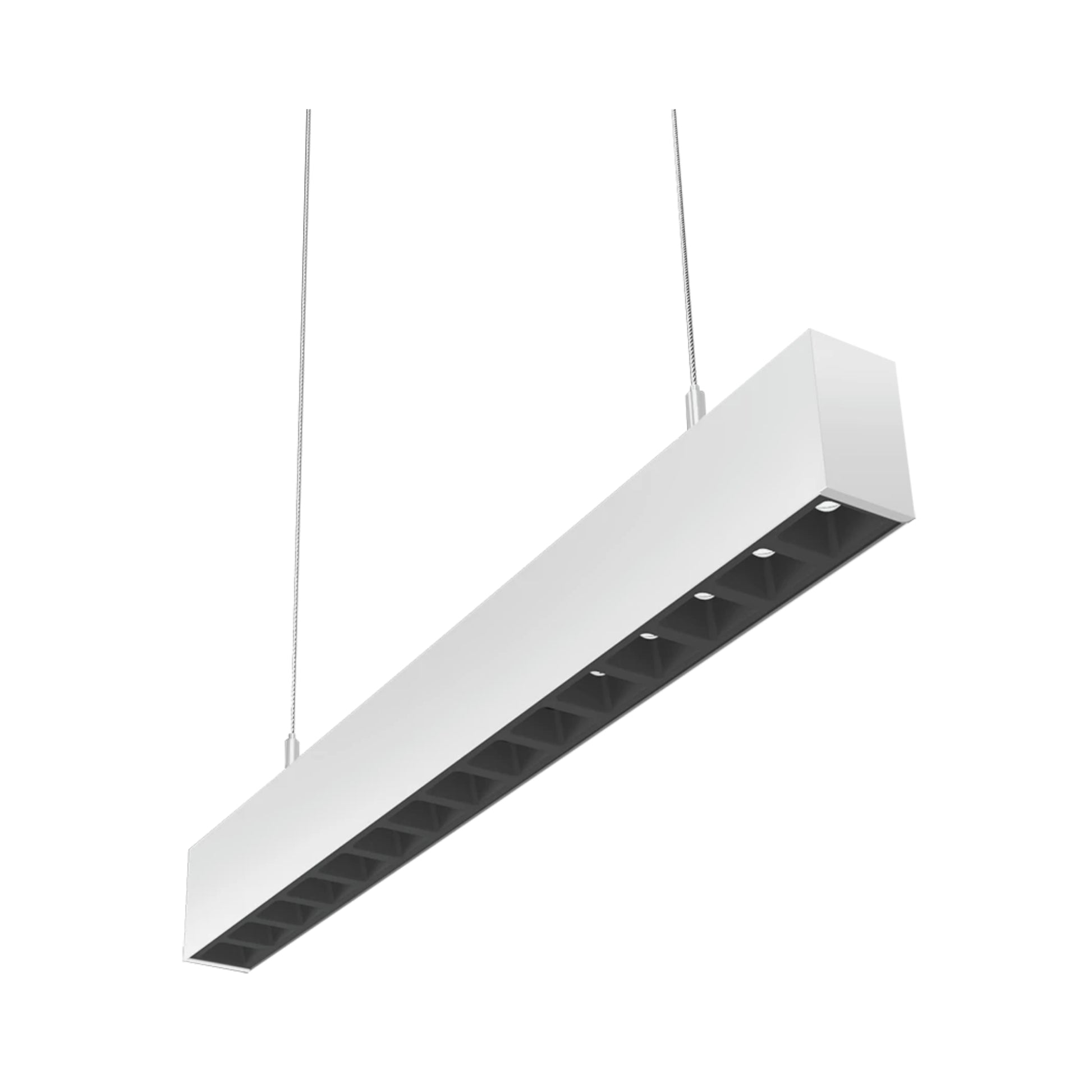 LED Strip Light Fixture, 20W, 2920 Lumens, 30K/35K/40K, 120-277V, White, Louvers Lens - Bees Lighting