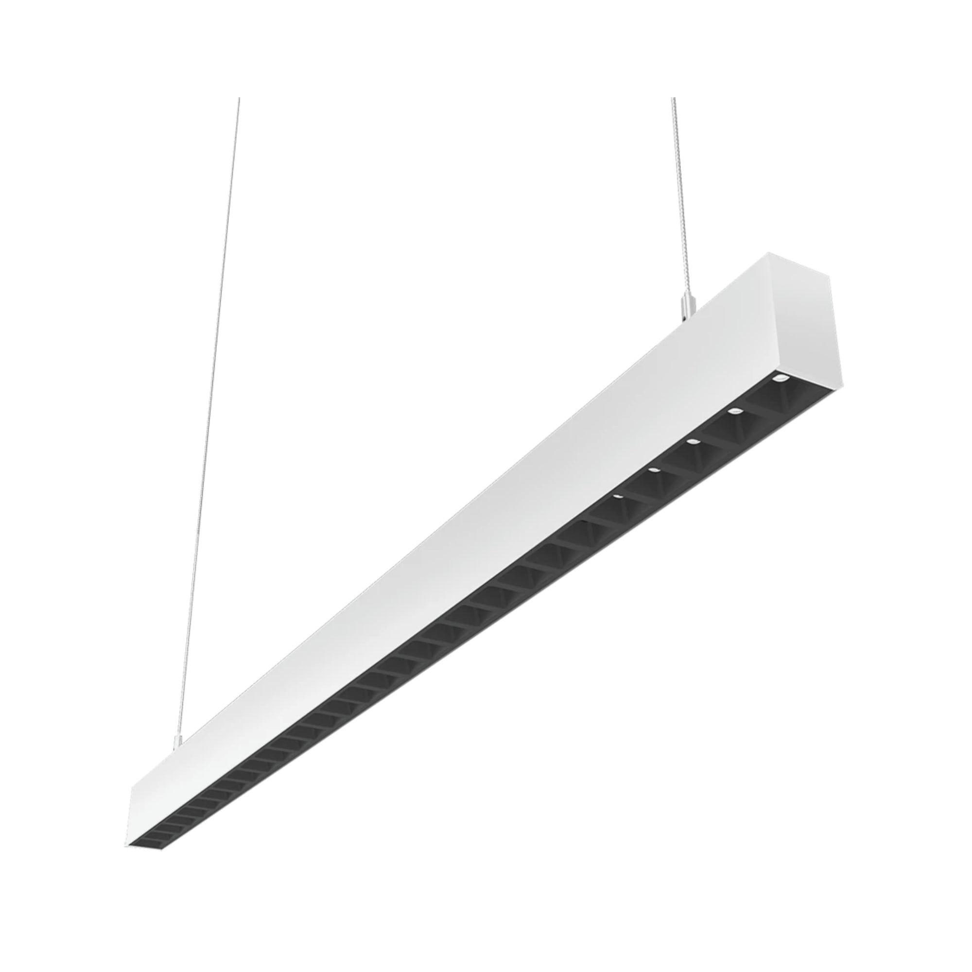 LED Strip Light Fixture, 40W, 5785 Lumens, 30K/35K/40K, 120-277V, White, Louvers Lens - Bees Lighting