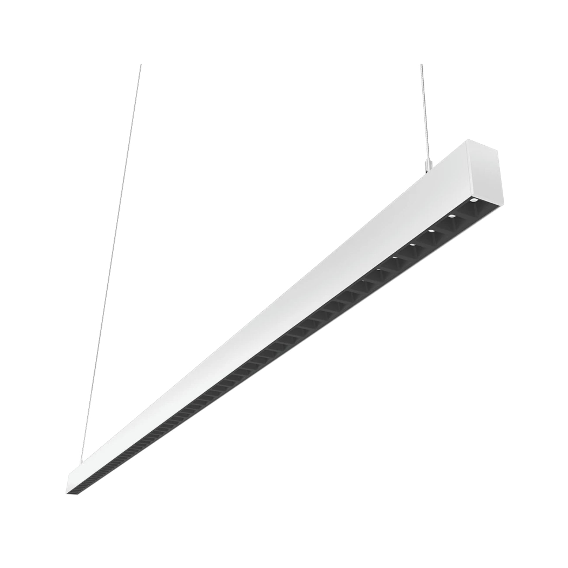 LED Strip Light Fixture, 80W, 11380 Lumens, 30K/35K/40K, 120-277V, White, Louvers Lens - Bees Lighting