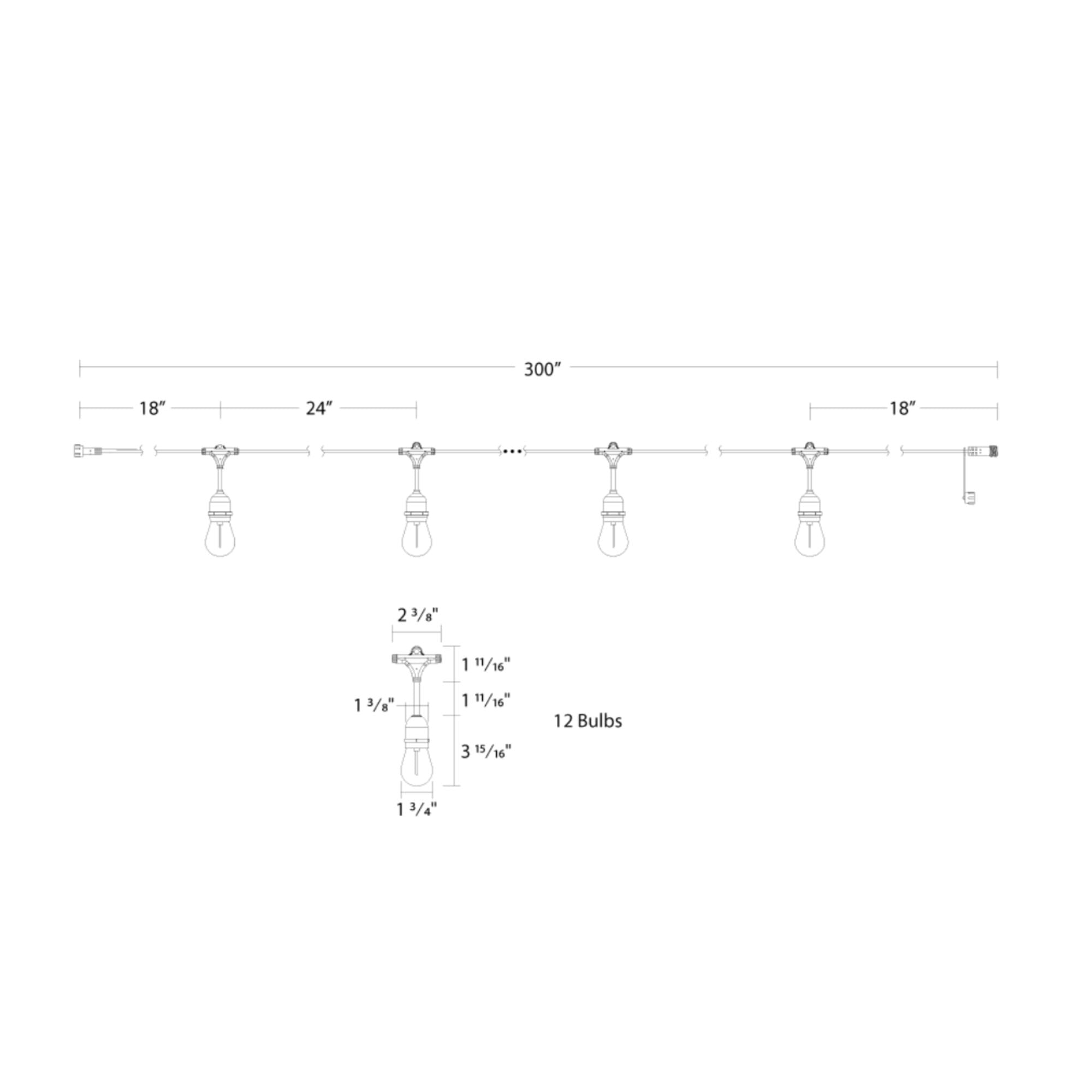 RAB GLow 25 ft String Light Extension, Wet Rated, Tunable White 1800-5000K, 305 Lumens, 24V
