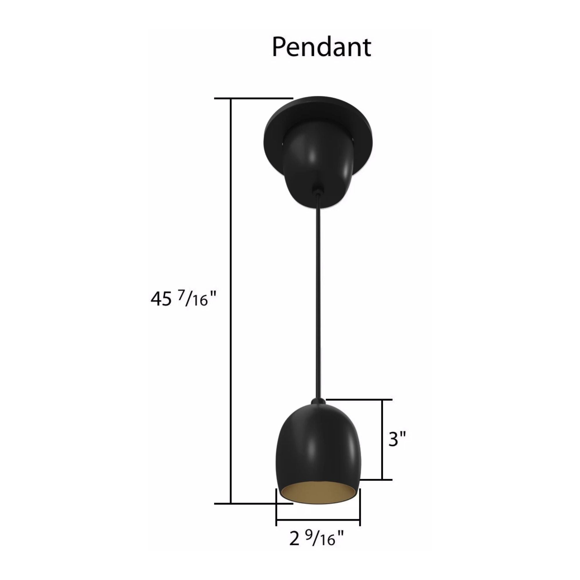 RAB ARC 3 in. Integrated LED Pendant, Black with Gold Reflector