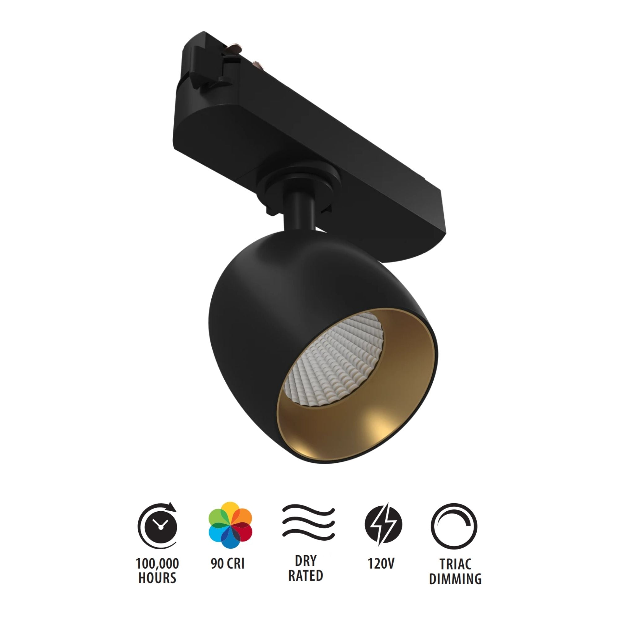RAB ARC Track Head, H-Type, Black, 3000K, 837 Lumens, 36° Optics