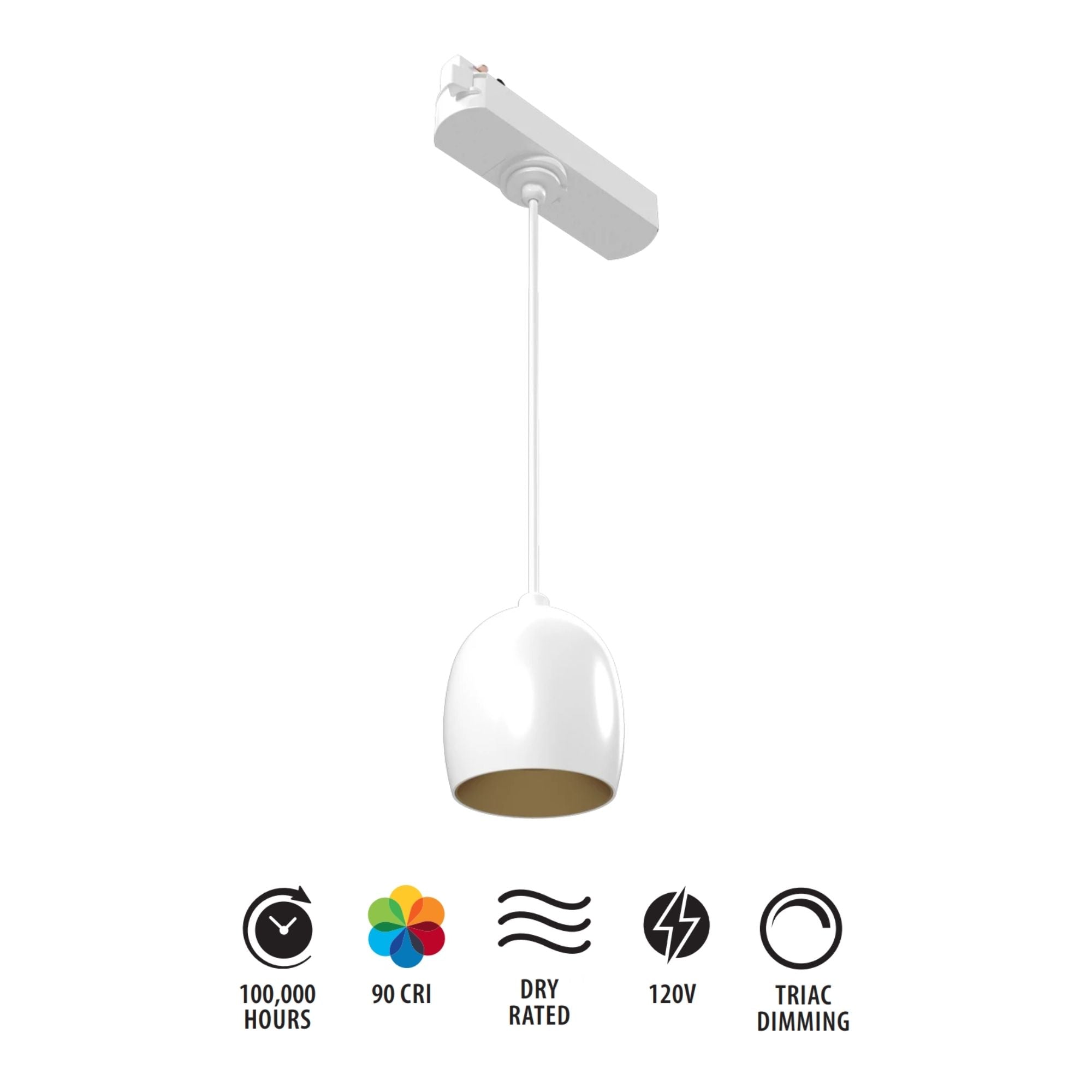 RAB ARC Track Pendant, H-Type, White, 3000K, 837 Lumens, 36° Optics