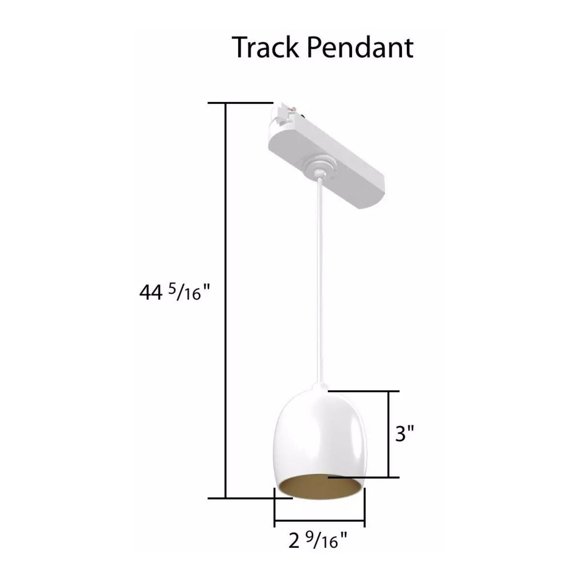 RAB ARC Track Pendant, H-Type, White, 3000K, 837 Lumens, 36° Optics