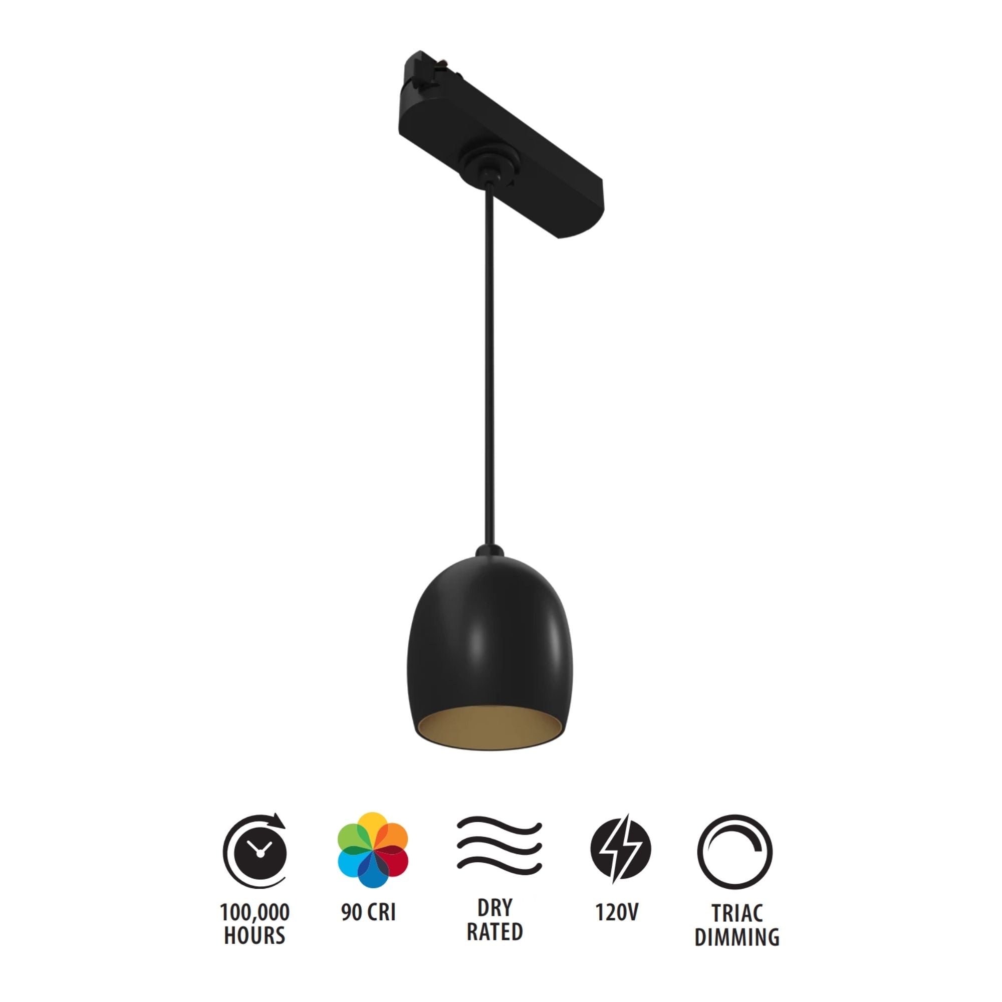 RAB ARC Track Pendant, H-Type, Black, 3000K, 837 Lumens, 36° Optics