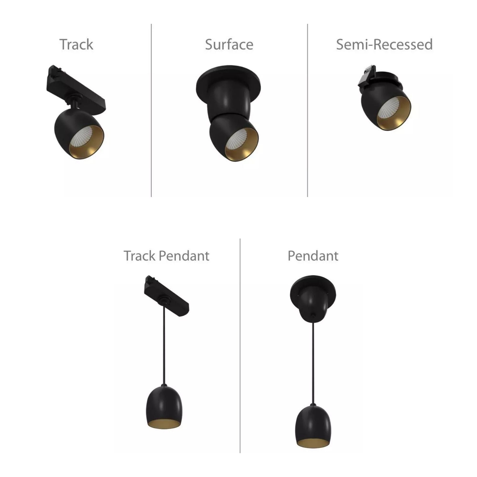 RAB ARC Track Pendant, H-Type, Black, 3000K, 837 Lumens, 36° Optics