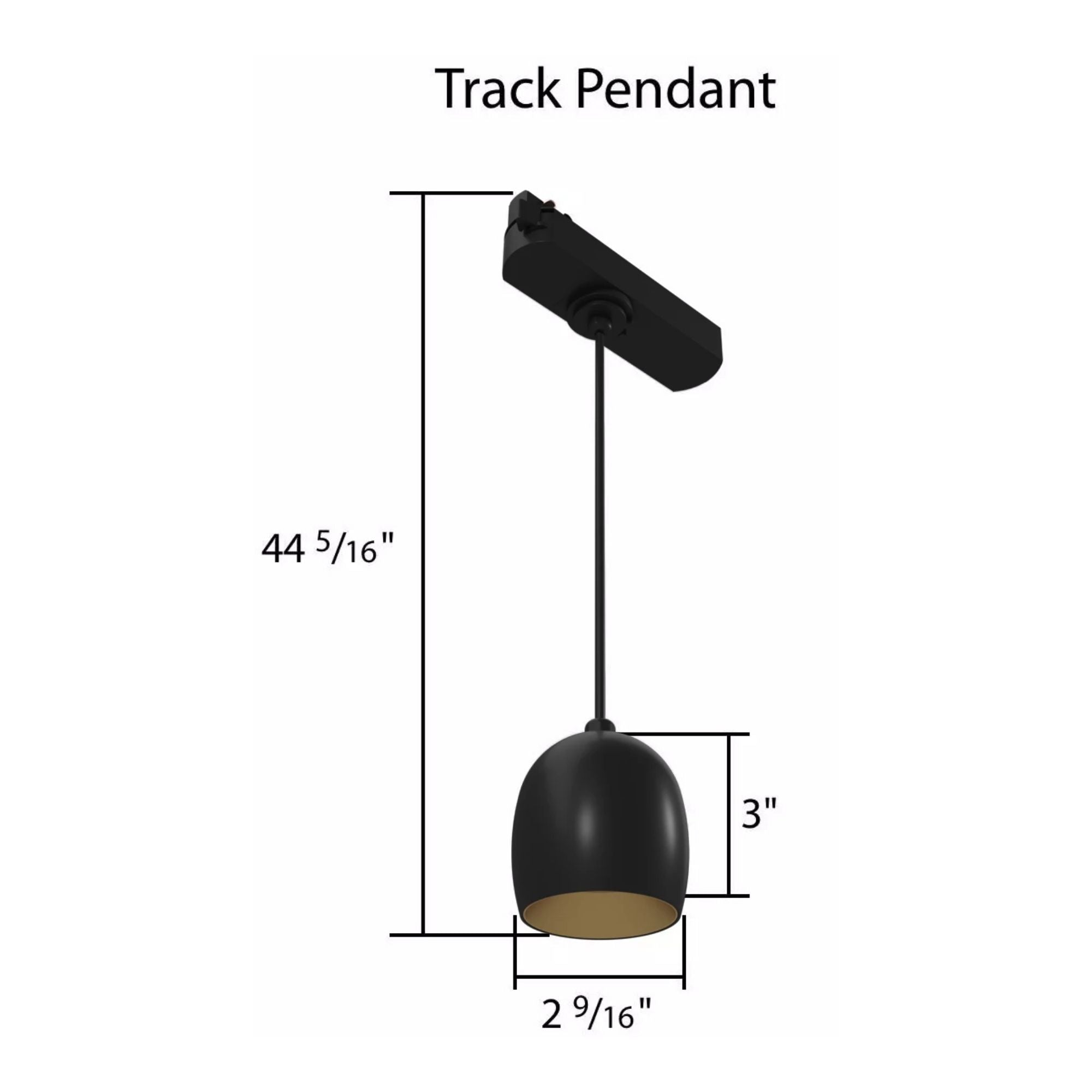 RAB ARC Track Pendant, H-Type, Black, 3000K, 837 Lumens, 36° Optics