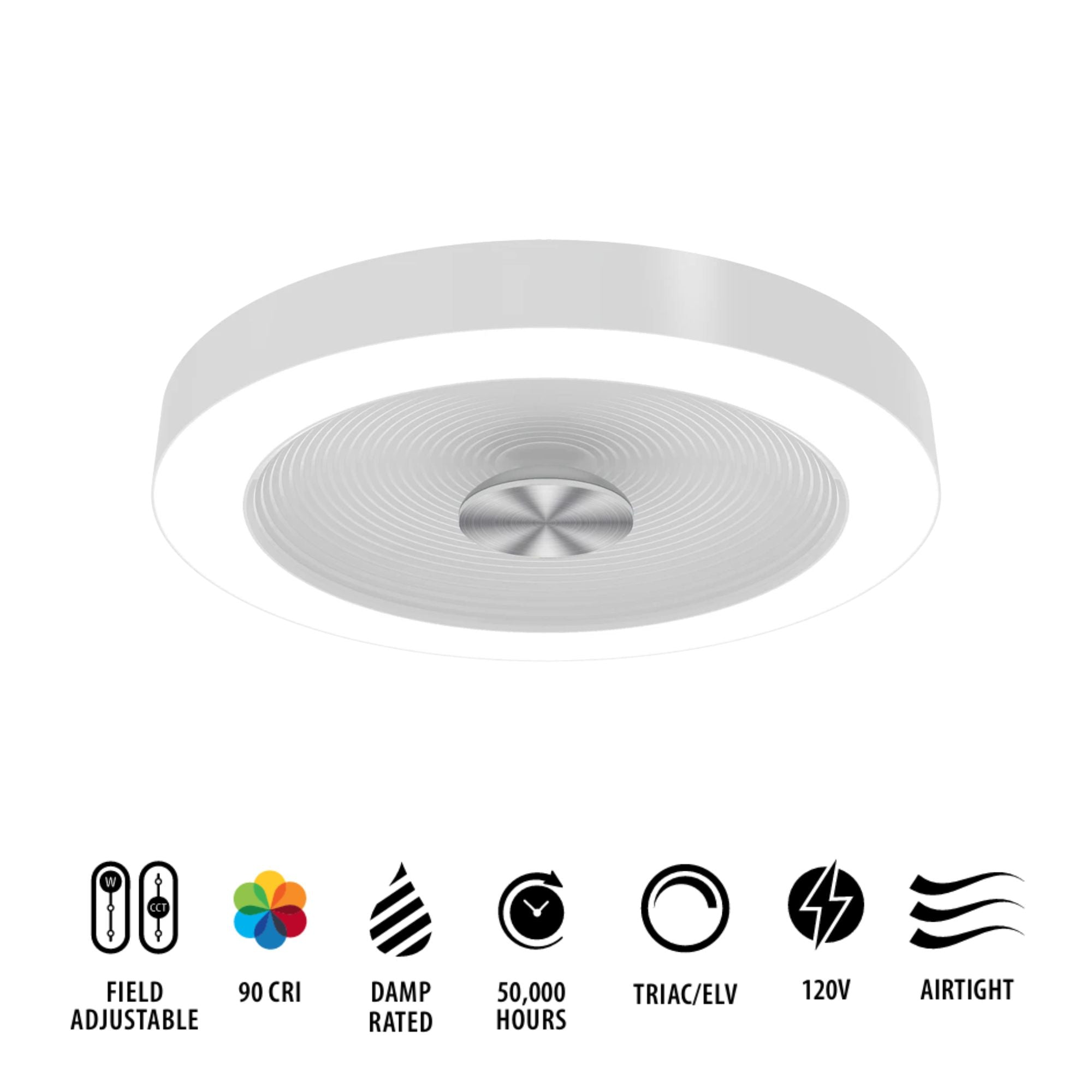 RAB Aura 16" Flush Mount Light, Selectable CCT, White Housing White Reflector