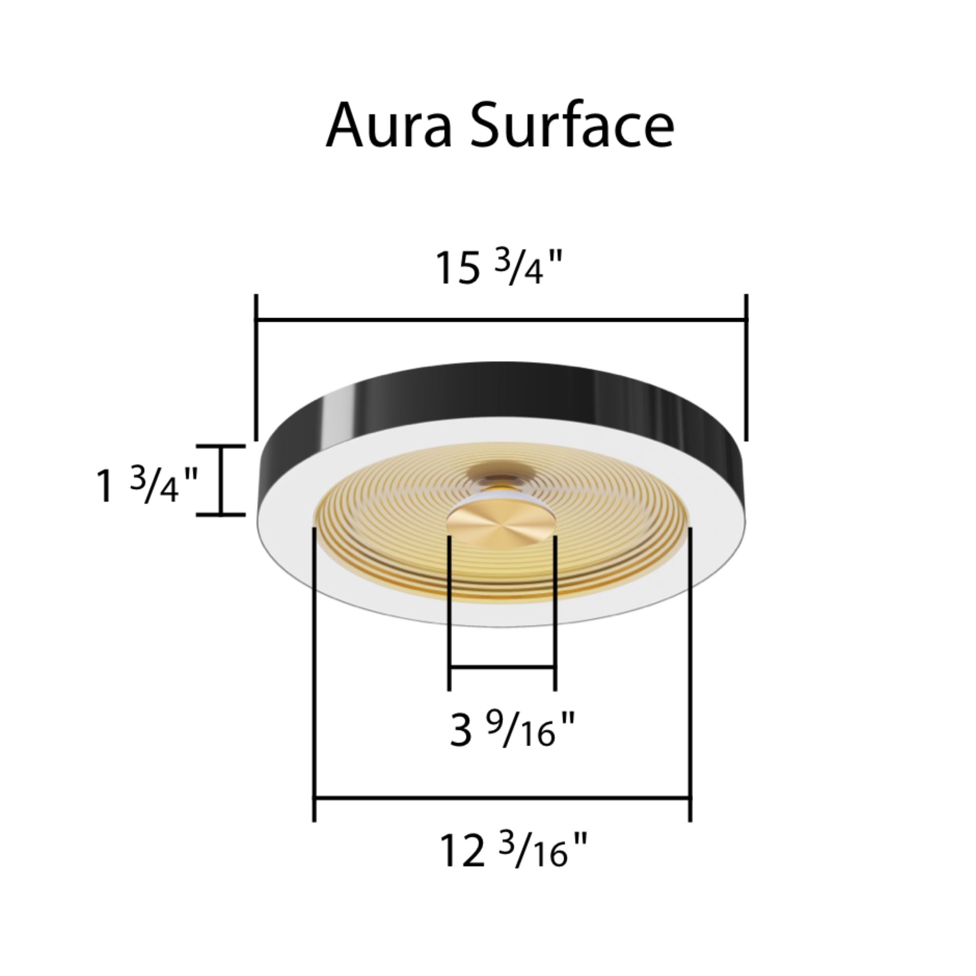 RAB Aura 16" Flush Mount Light, Selectable CCT, Black Housing Gold Reftector