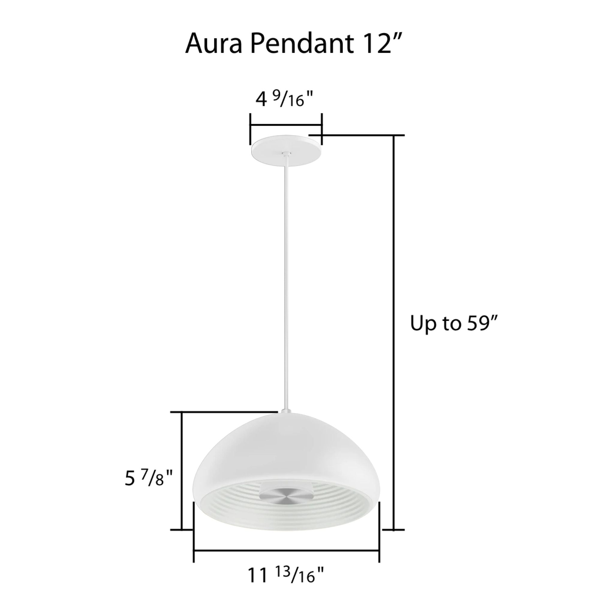 RAB Aura 12 in. LED Pendant Light, White Housing White Reflector