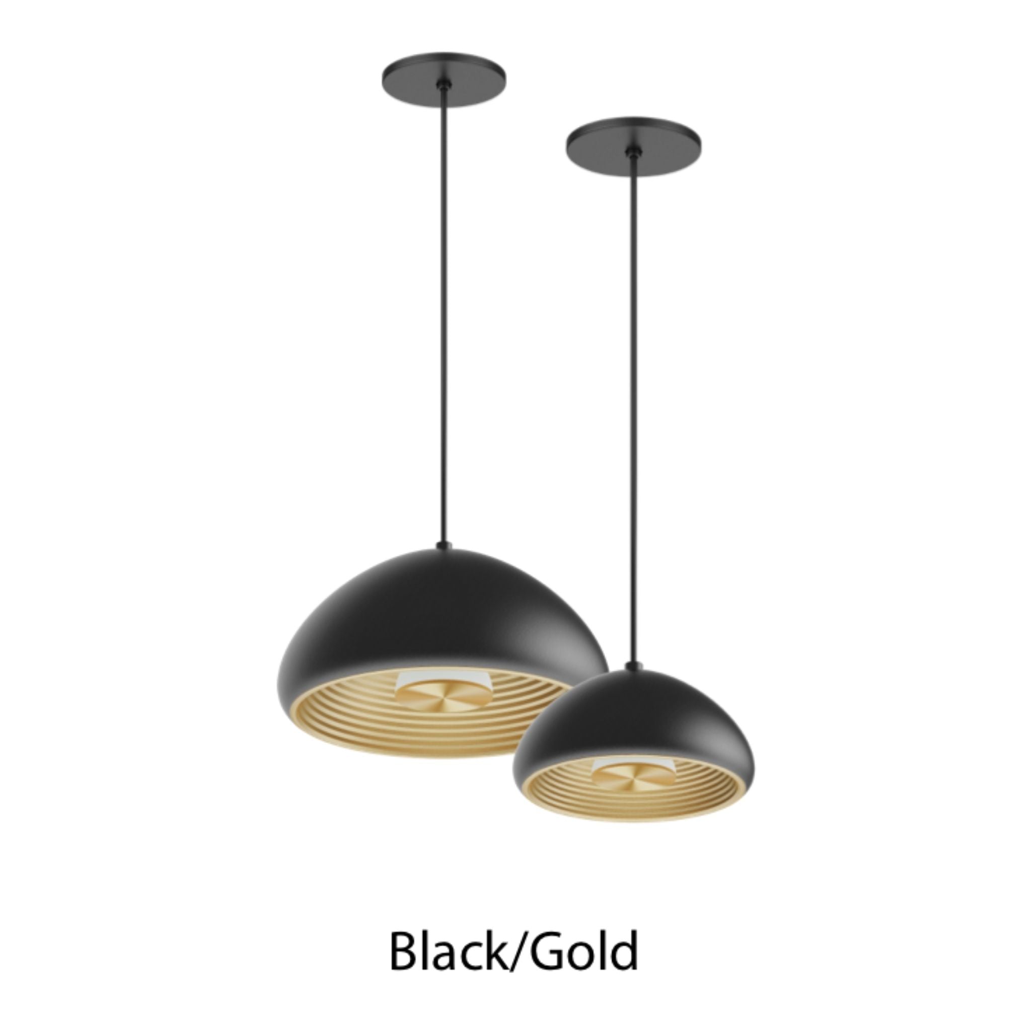 RAB Aura 12 in. LED Pendant Light, Black Housing Gold Reflector