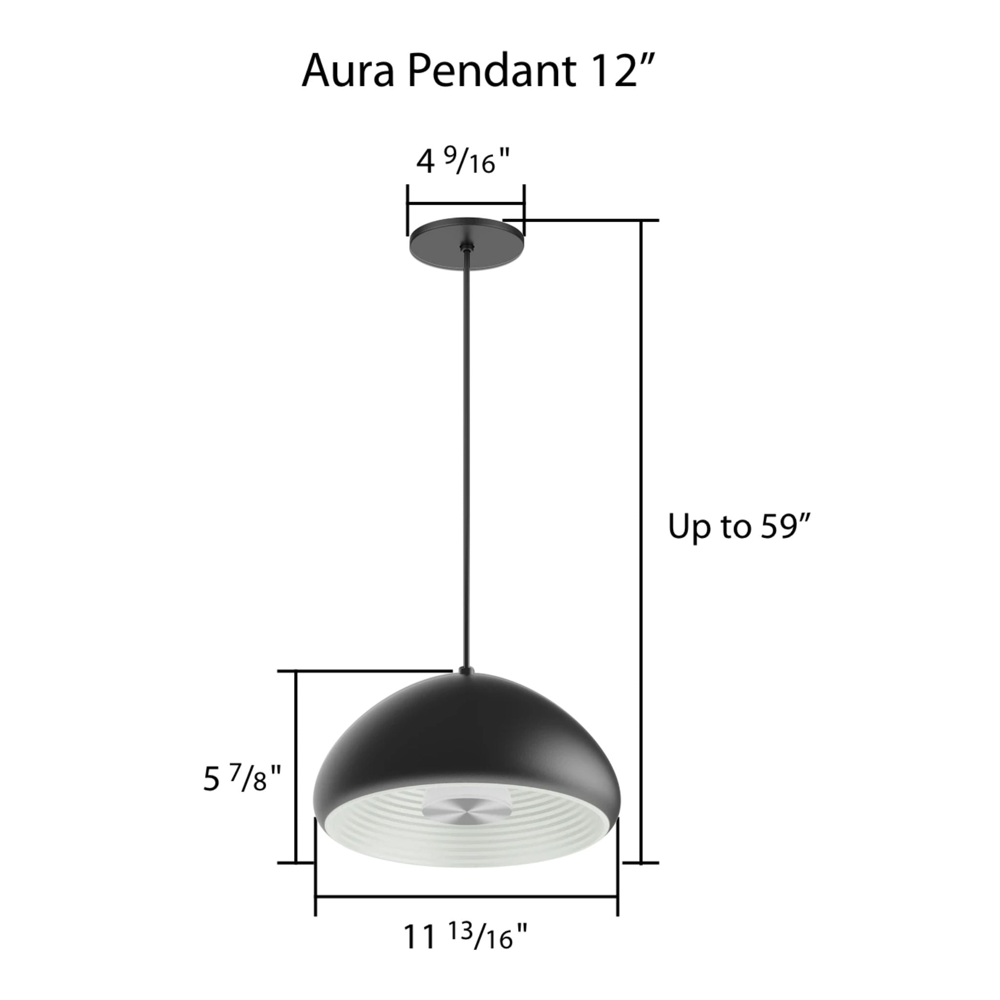 RAB Aura 12 in. LED Pendant Light, Black Housing White Reflector