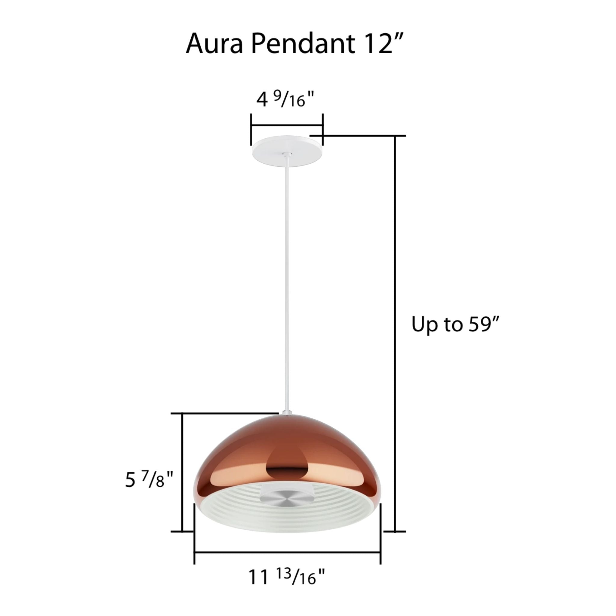 RAB Aura 12 in. LED Pendant Light, Copper Housing White Reflector