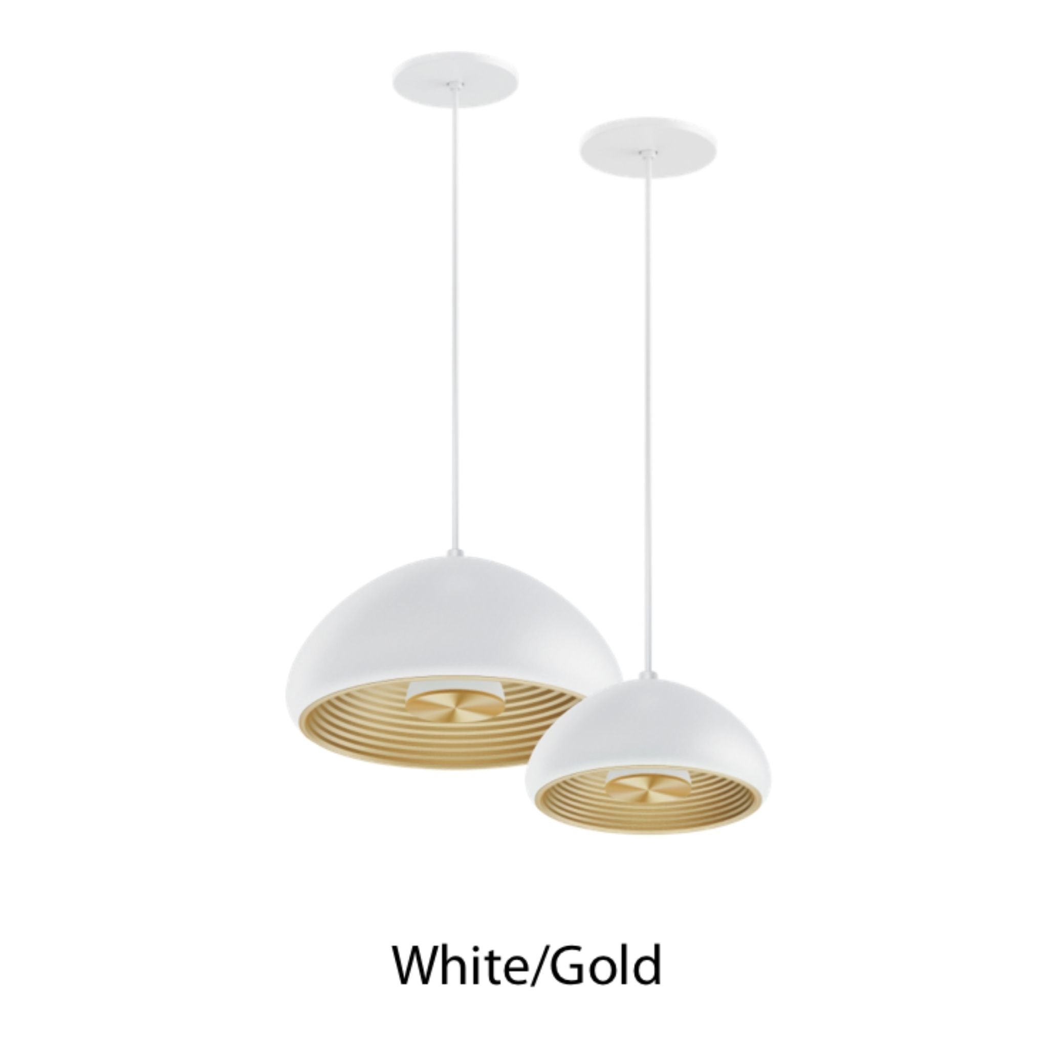 RAB Aura 12 in. LED Pendant Light, White Housing Gold Reflector