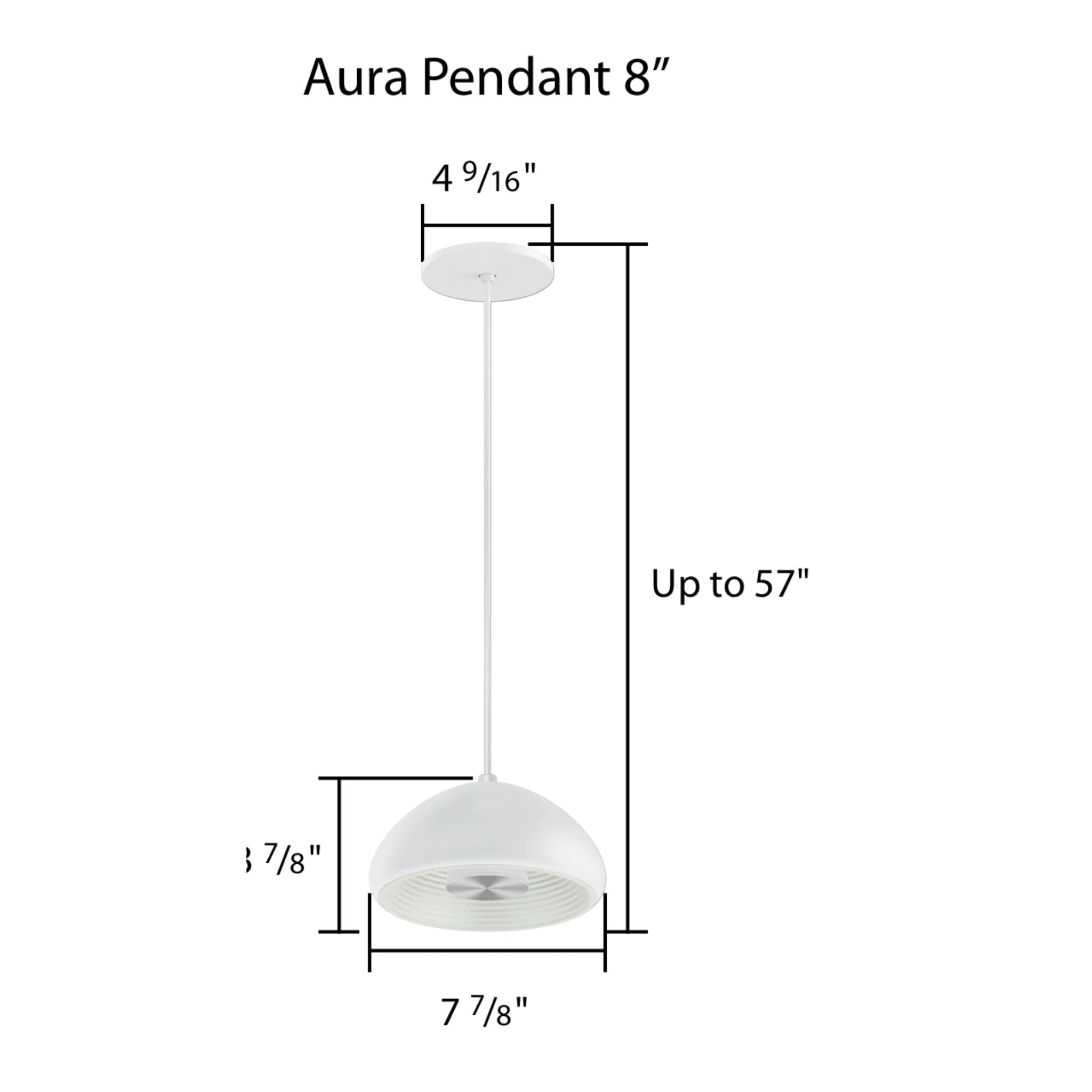 RAB Aura 8 in. LED Pendant Light, White Housing White Reflector