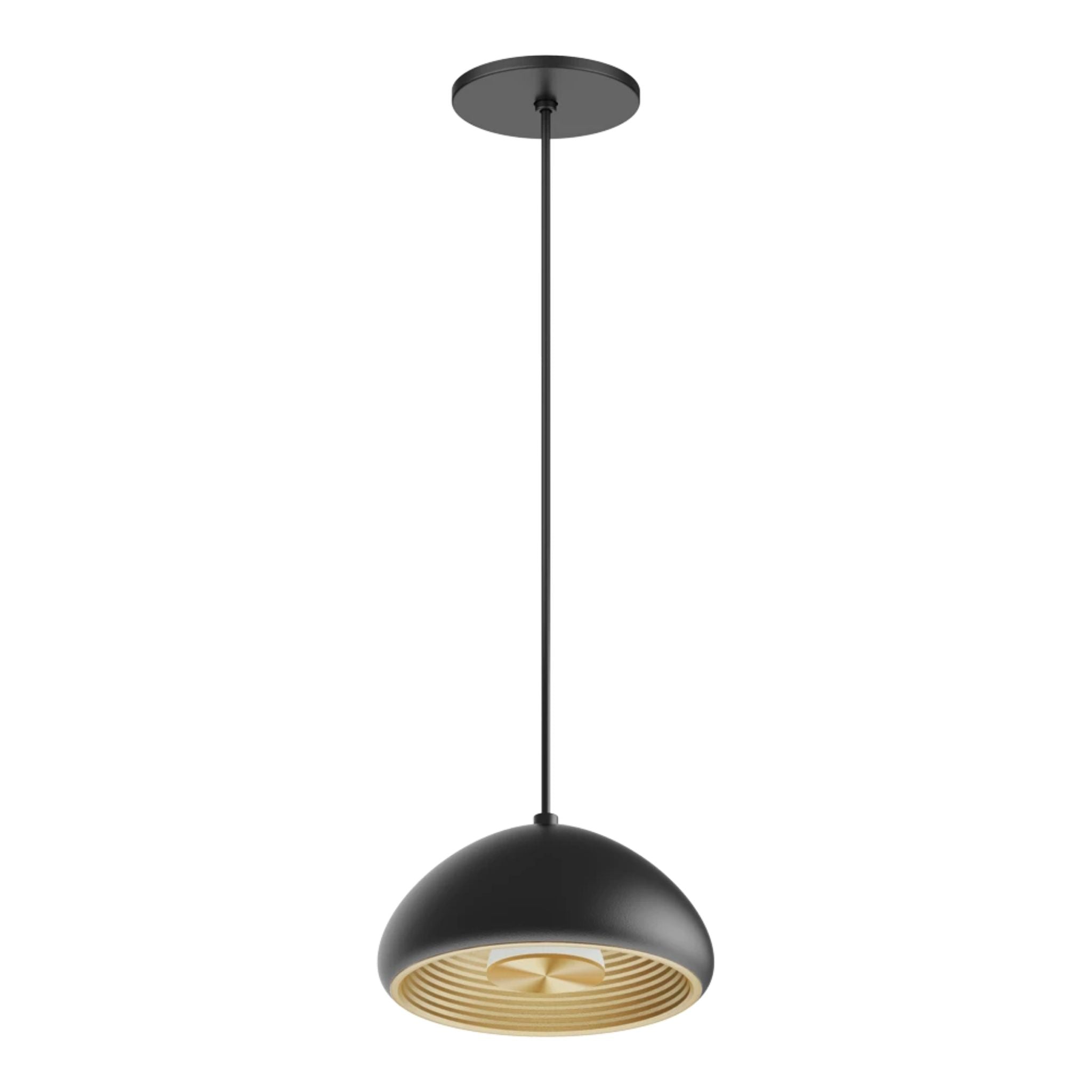 RAB Aura 8 in. LED Pendant Light, Black Housing Gold Reflector