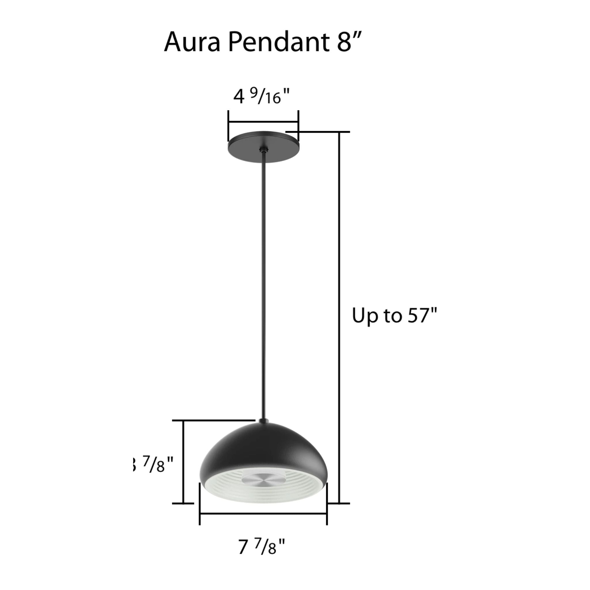 RAB Aura 8 in. LED Pendant Light, Black Housing White Reflector