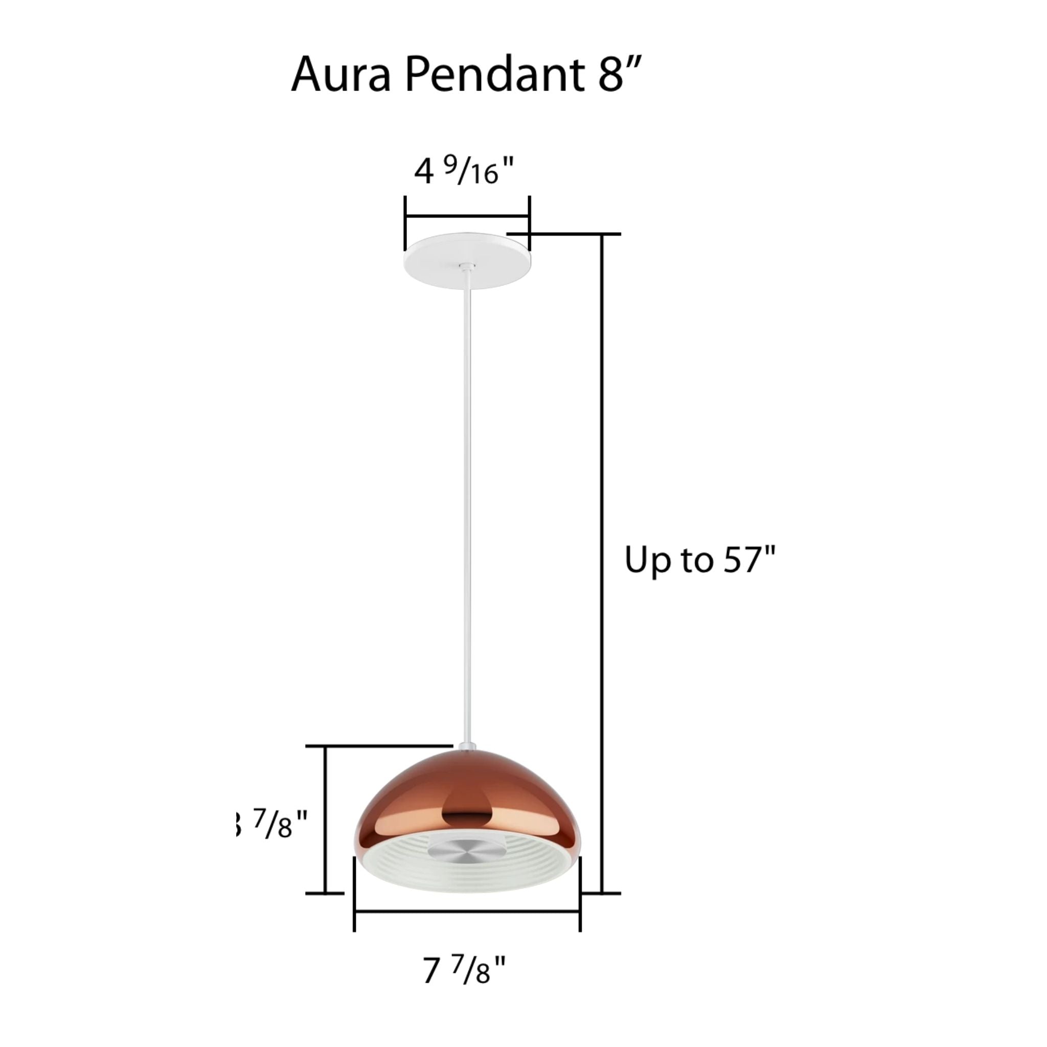 RAB Aura 8 in. LED Pendant Light, Copper Housing White Reflector