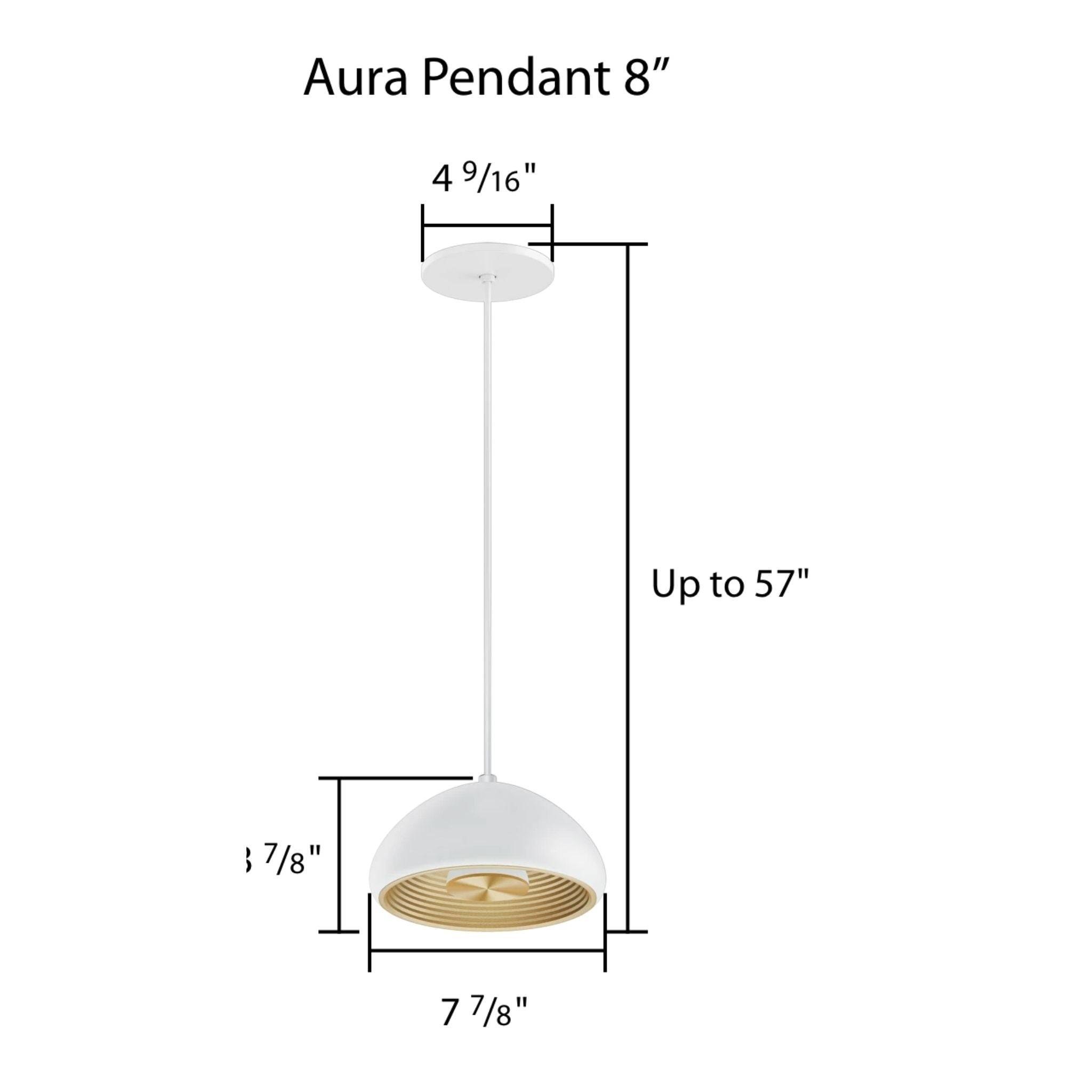 RAB Aura 8 in. LED Pendant Light, White Housing Gold Reflector