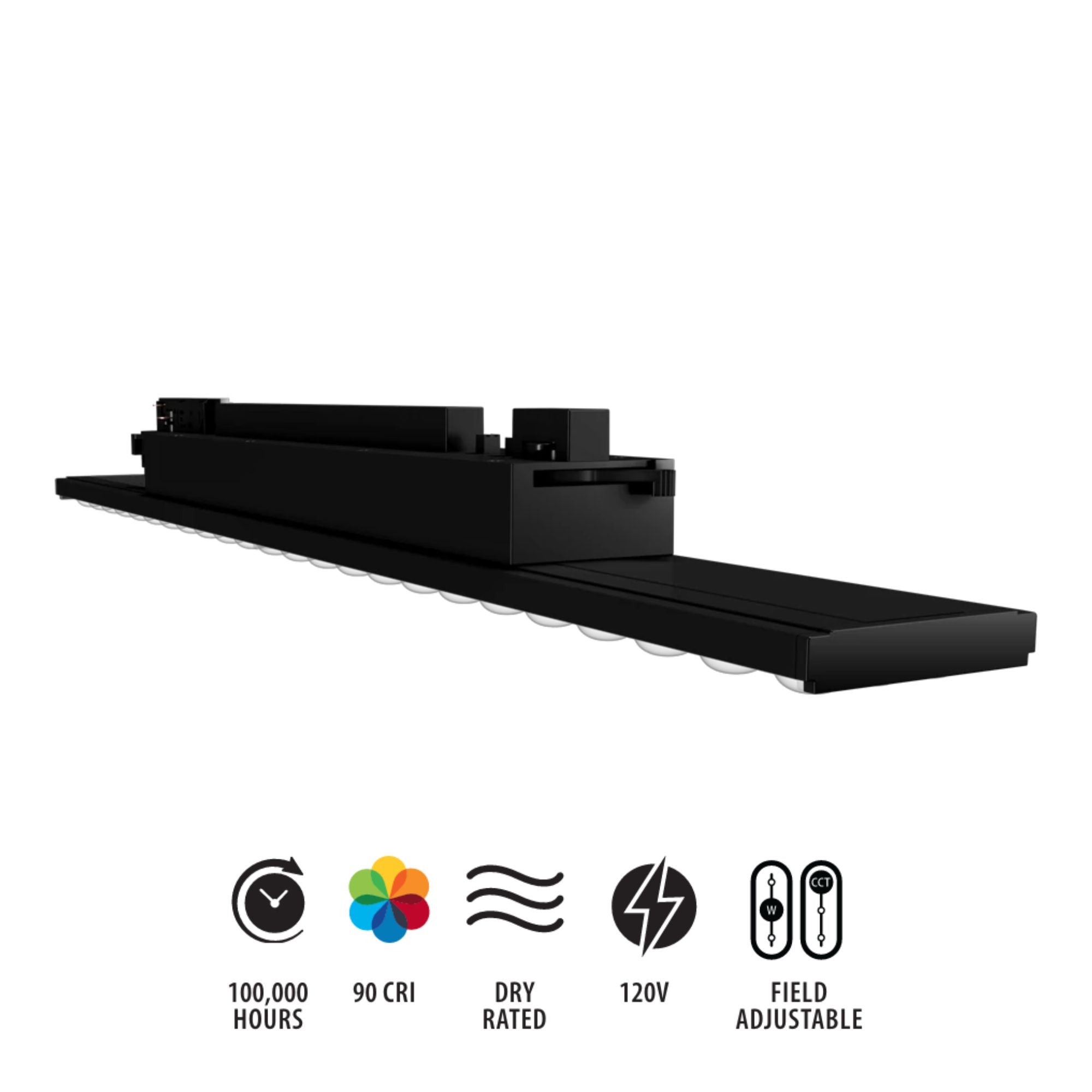 RAB TKBEAM2B 2ft Linear Track Head, H-Type, Black, Selectable CCT, 4127 Lumens, 90° Optics