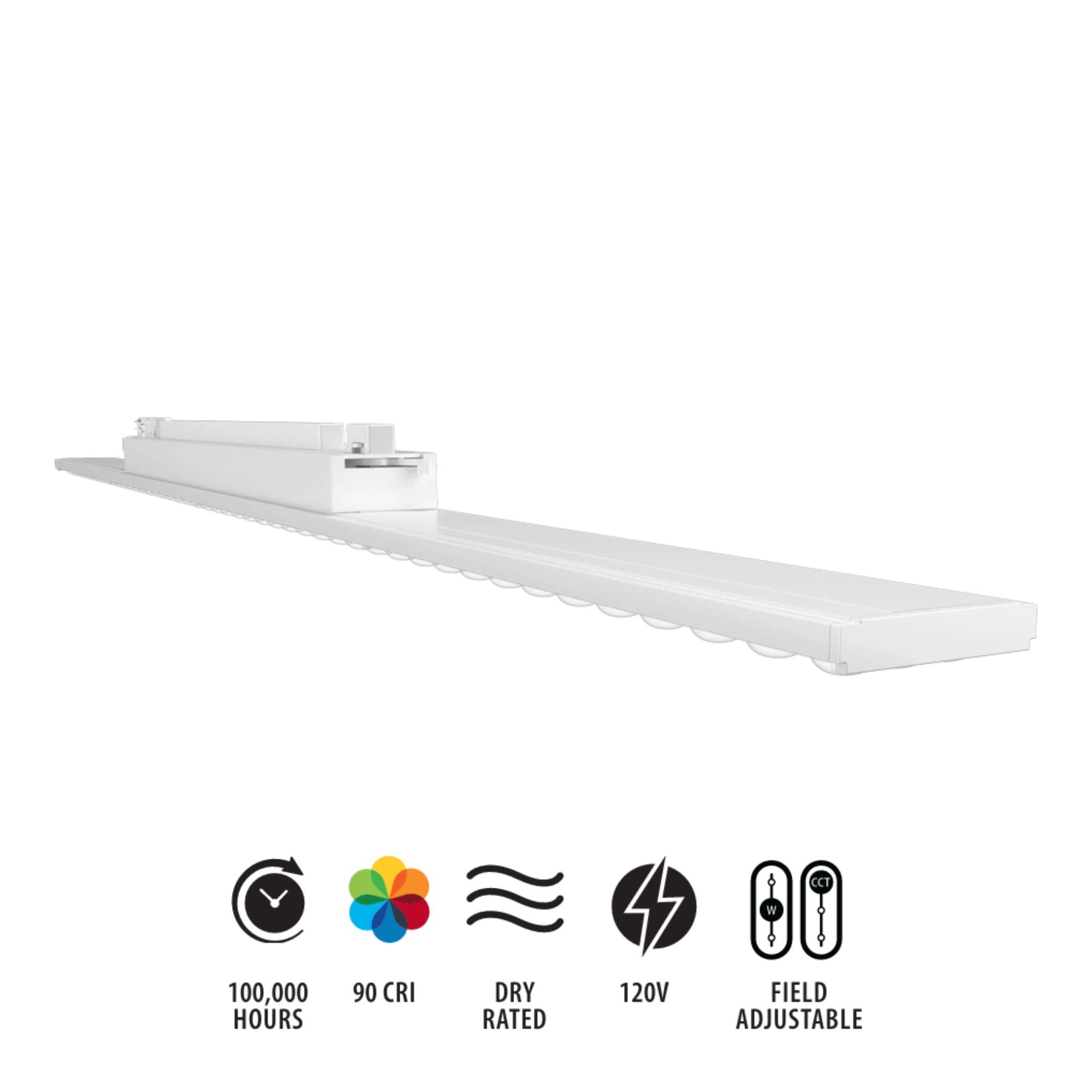 RAB TKBEAM4 4ft Linear Track Head, H-Type, White, Selectable CCT, 8190 Lumens, 90° Optics